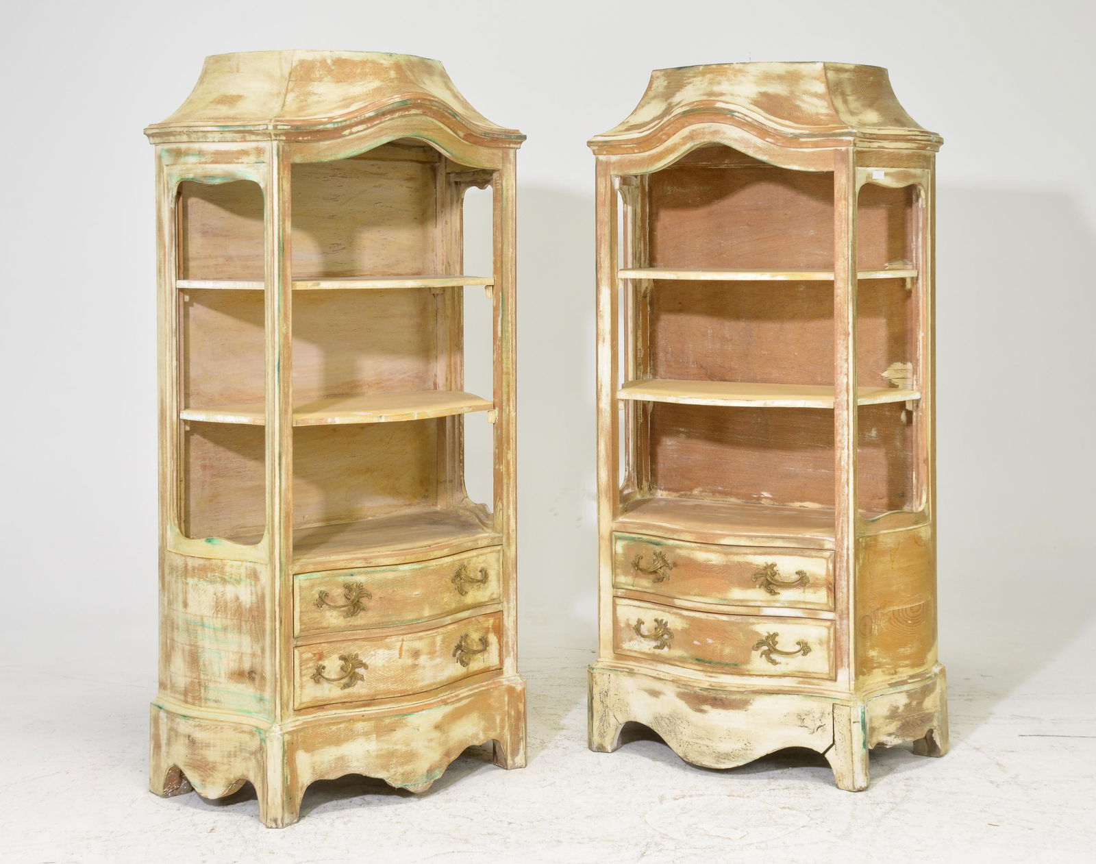 2 Painted Open Bookshelves with Drawers (1 of 4)