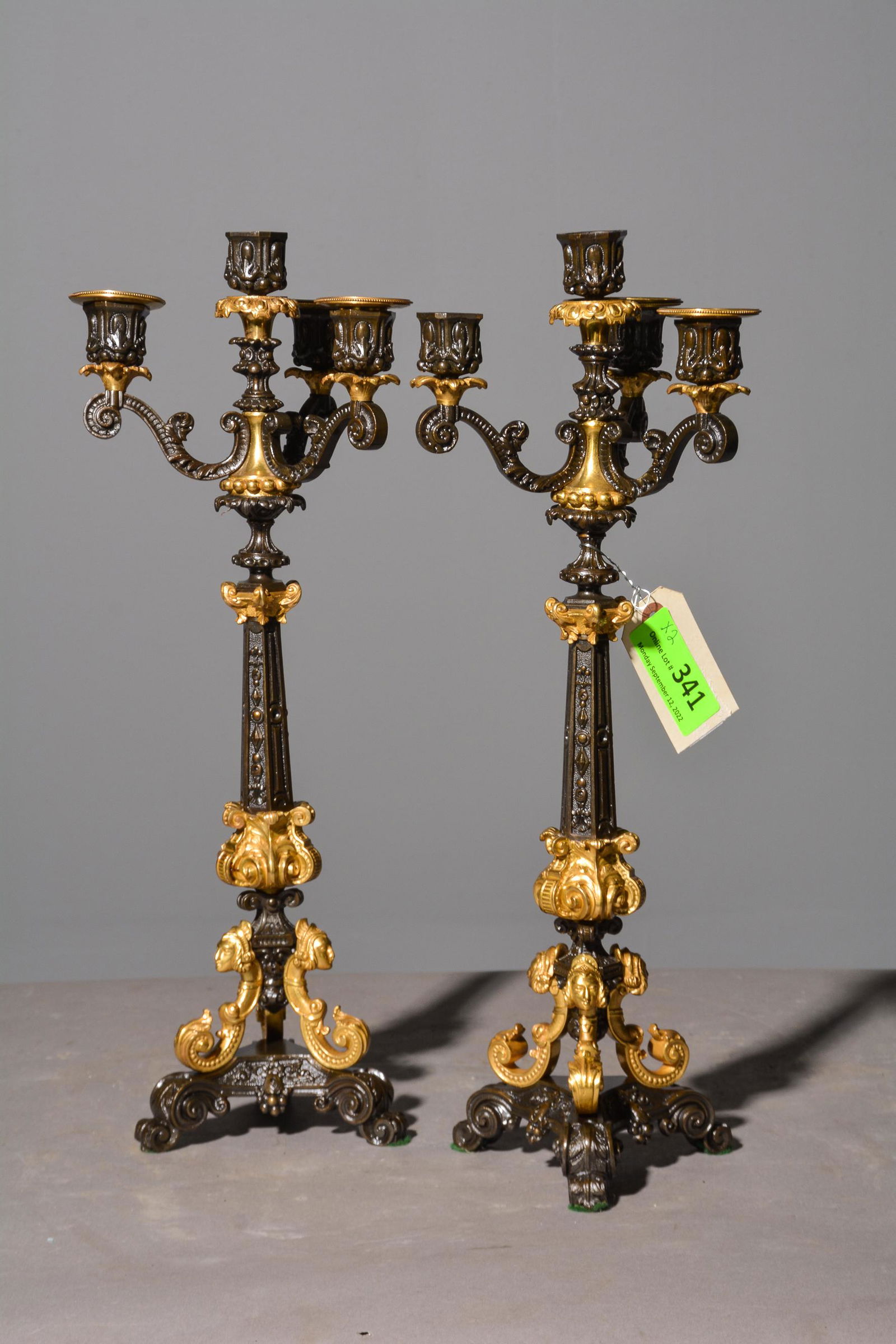 Pair of Small Gilded Metal Candleabras (1 of 4)