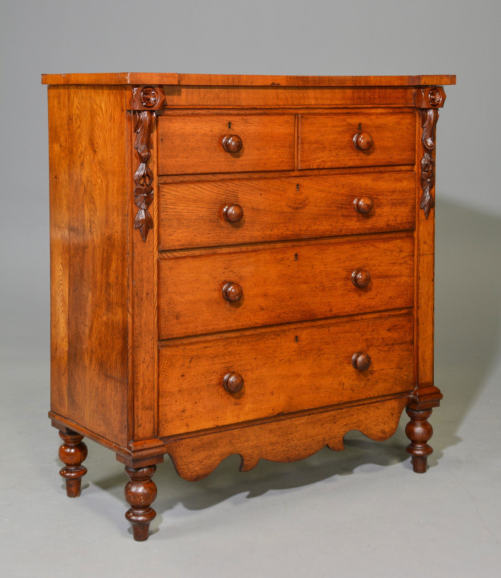 Victorian Oak 5 Drawer Chest c.1880 (1 of 4)