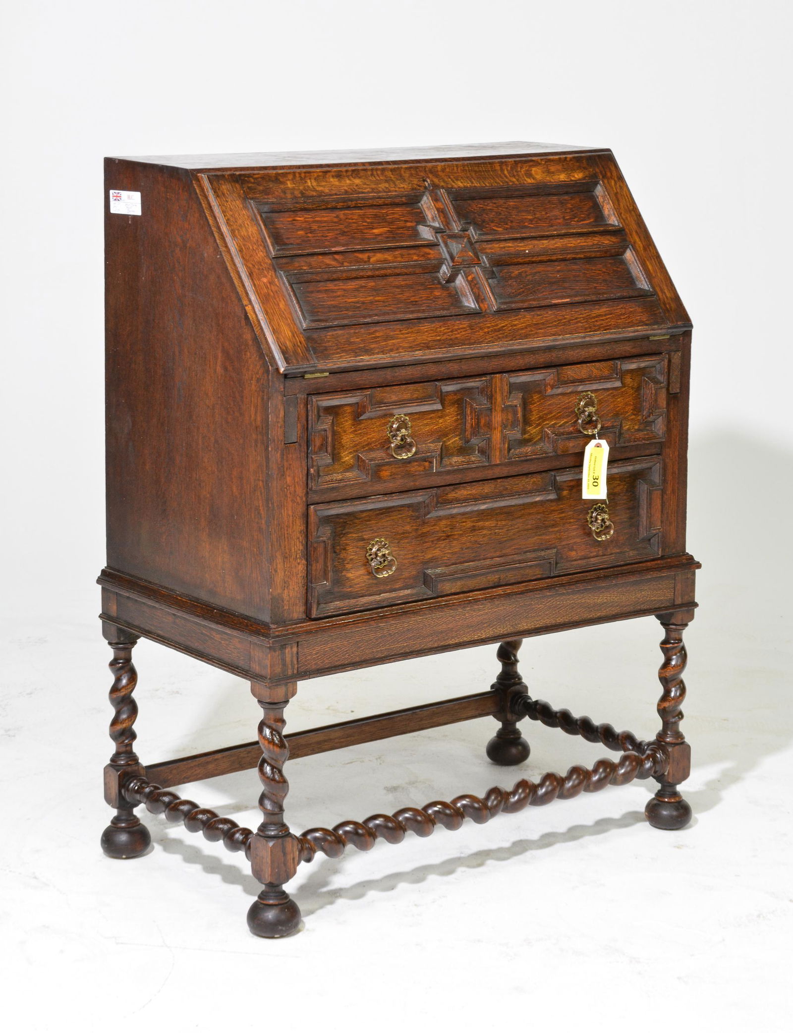 Jacobean Oak Barley Twist Drop Front Desk (1 of 6)