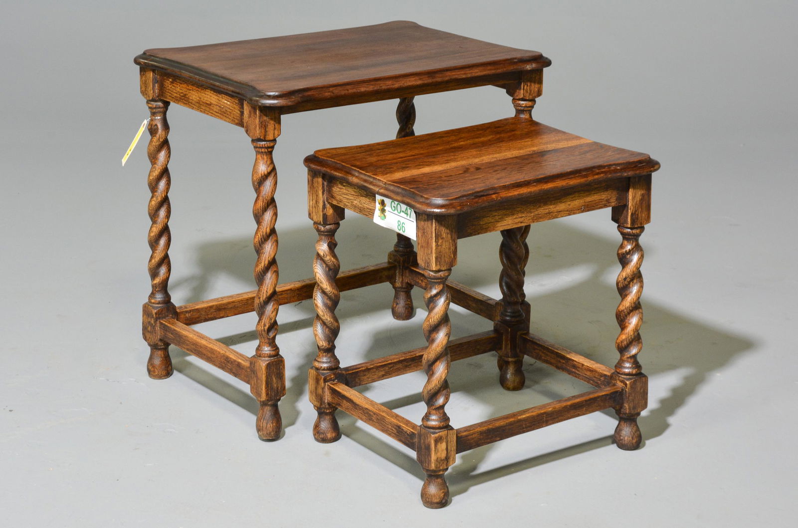 British Oak Barley Twist Nest of Two Tables (1 of 4)