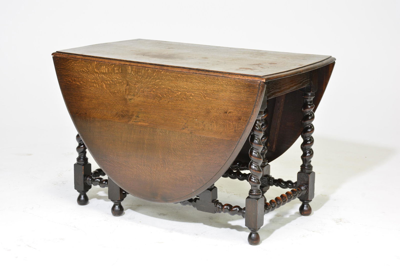 British Oak Barley Twist Large Drop Leaf Table (1 of 4)