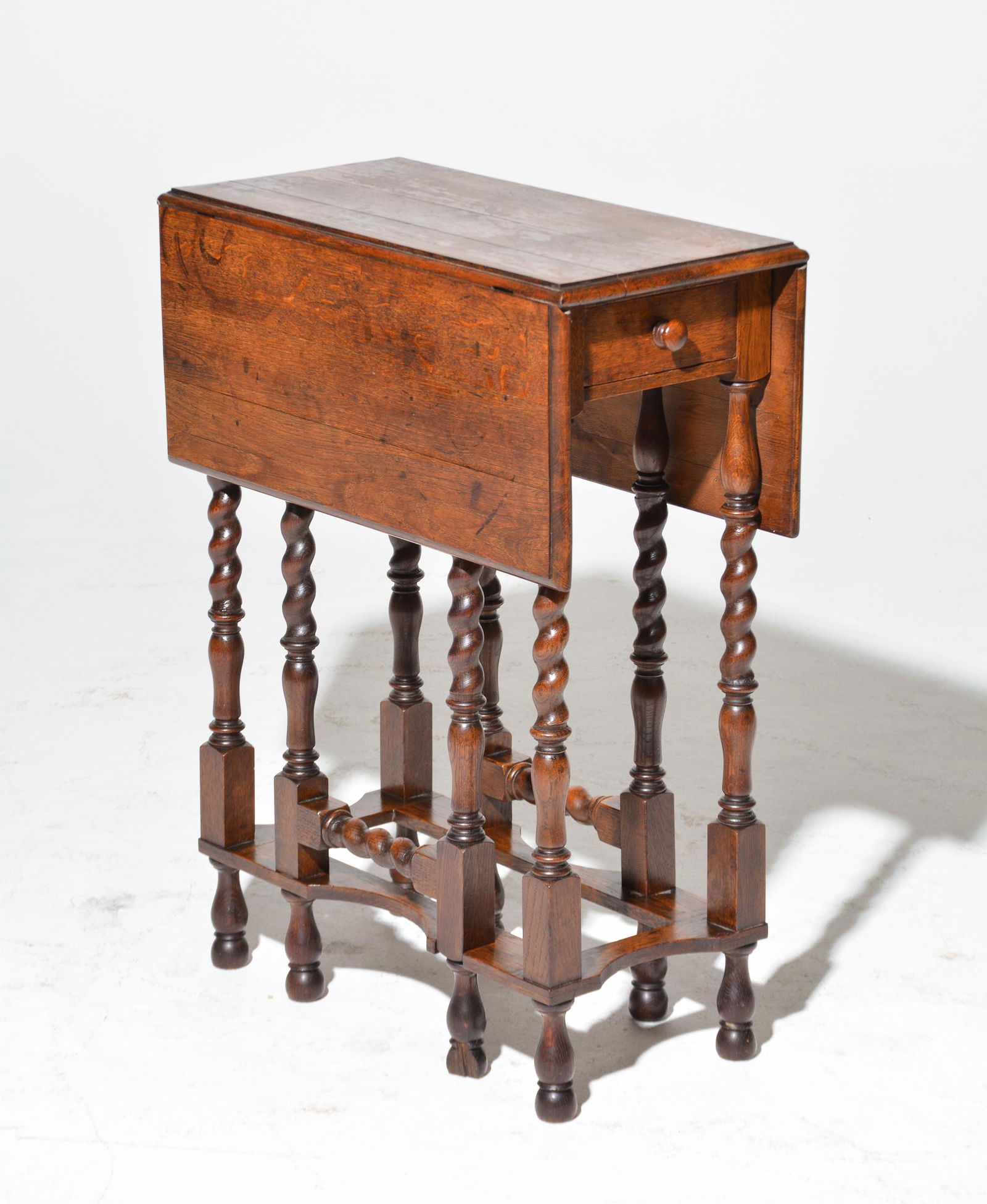 British Oak Small Barley Twist Drop Leaf Table (1 of 4)