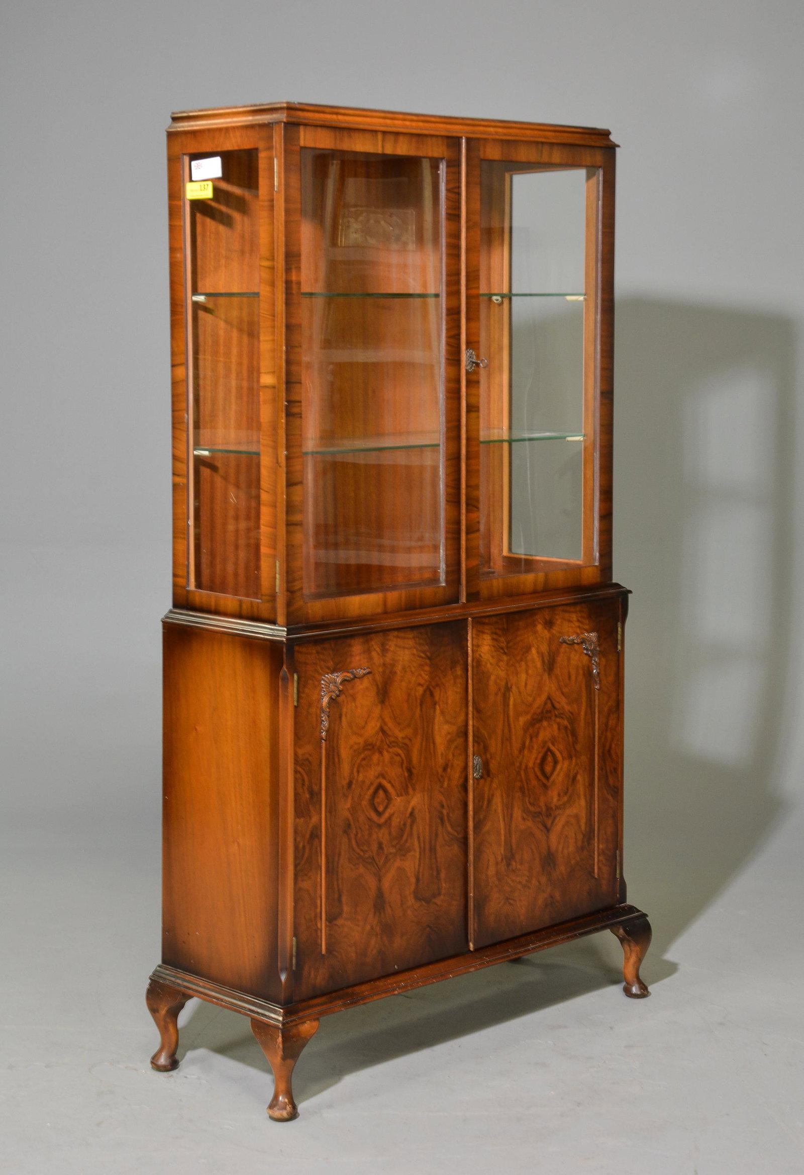 British Walnut Display Cabinet / Showcase (1 of 3)
