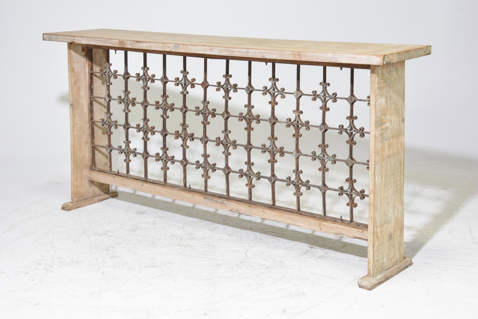 Painted Console with Iron Transome Center: Painted Console with Iron Transome Center - 38 in tall x 81 x 17