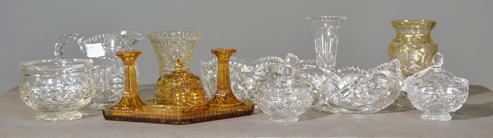 9pcs Assorted Cut Glassware & Amber Dressing Set (1 of 4)