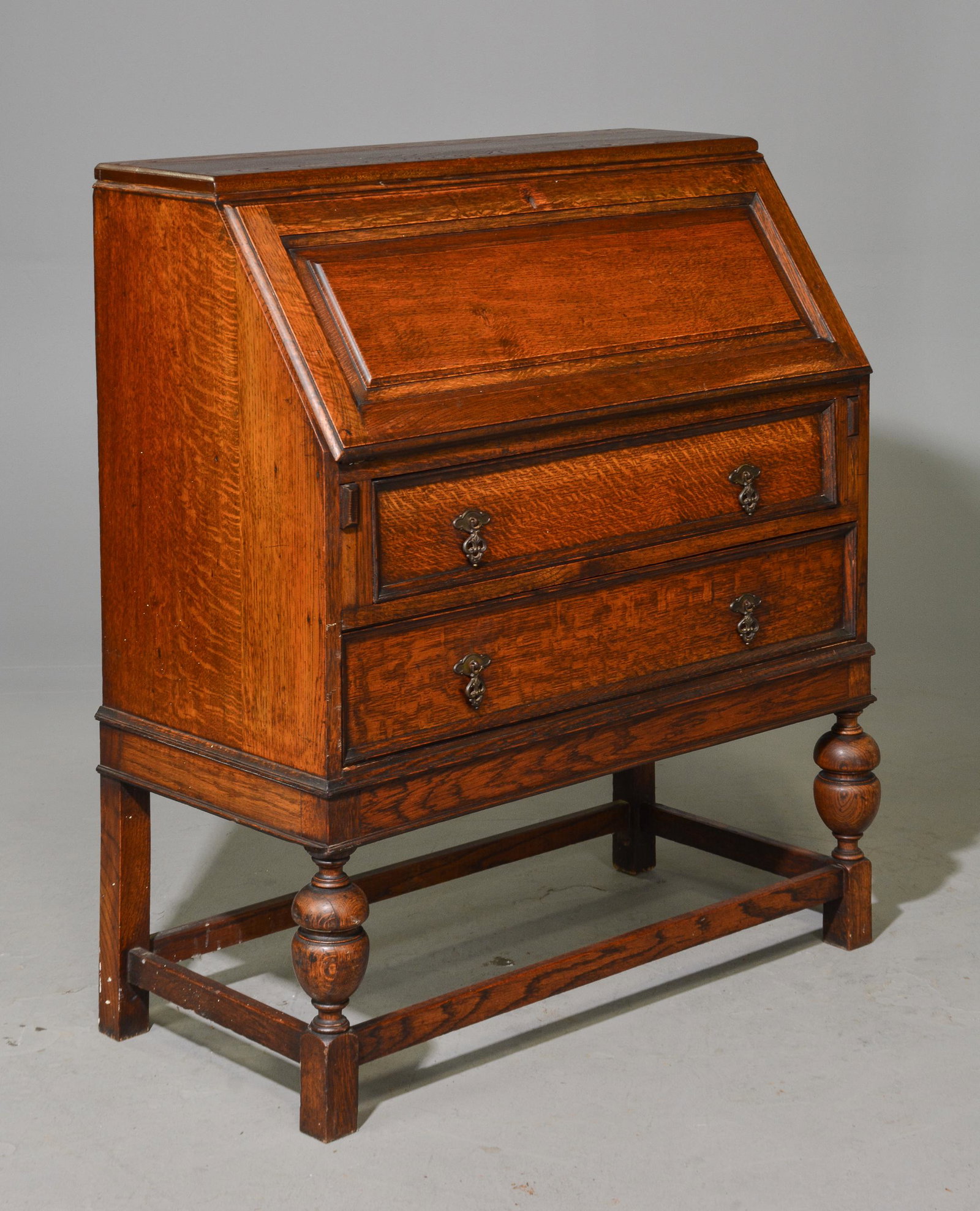 British Oak Bureau / Drop Front Desk (1 of 4)