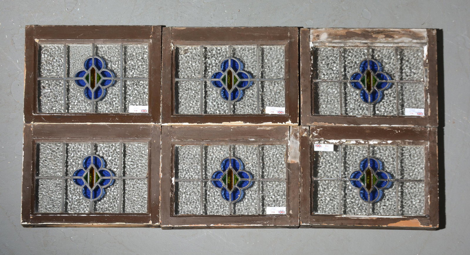 6 British Stained Leaded Glass Windows (1 of 2)