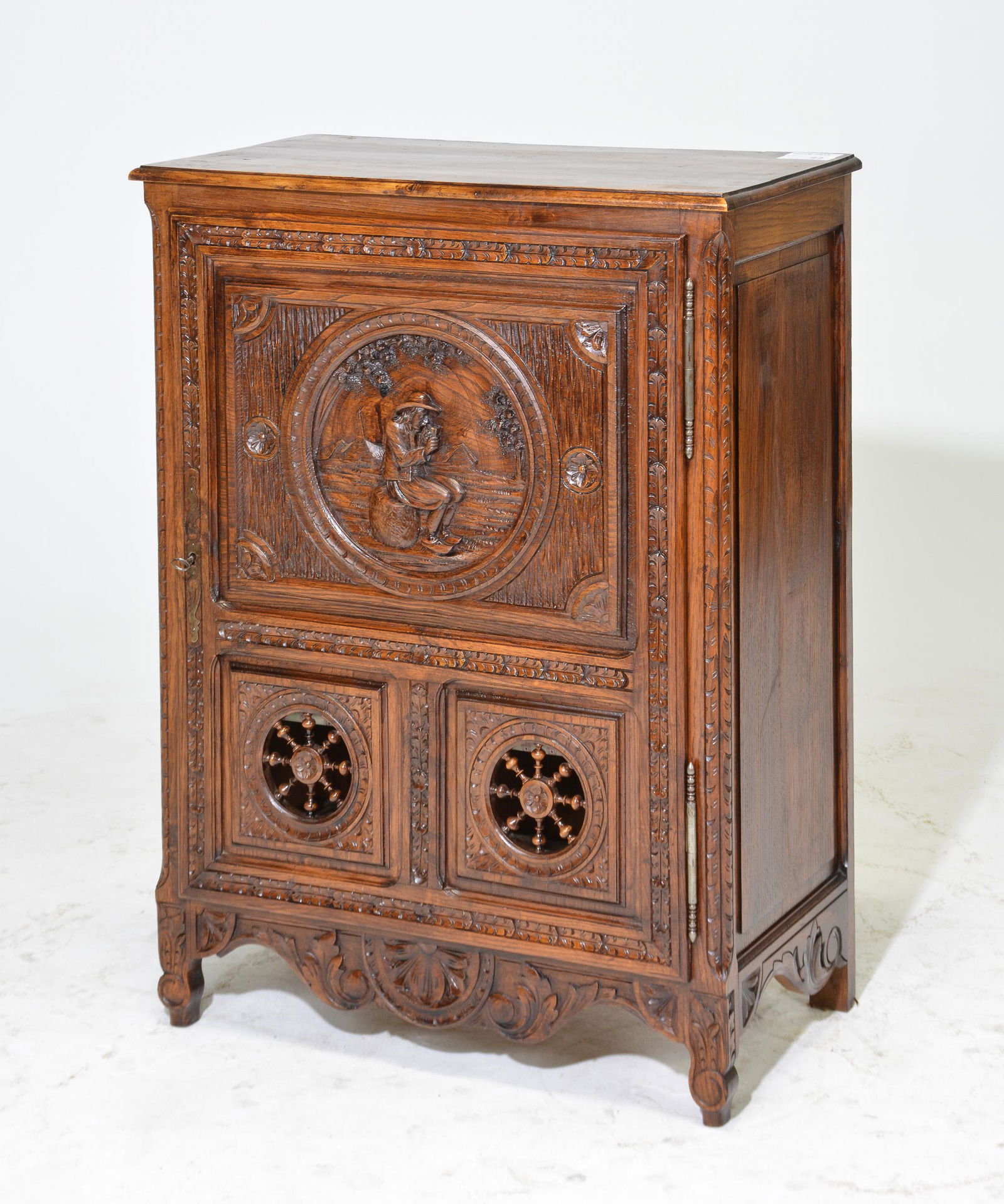 French Breton Style Carved Oak Jam Cabinet (1 of 3)