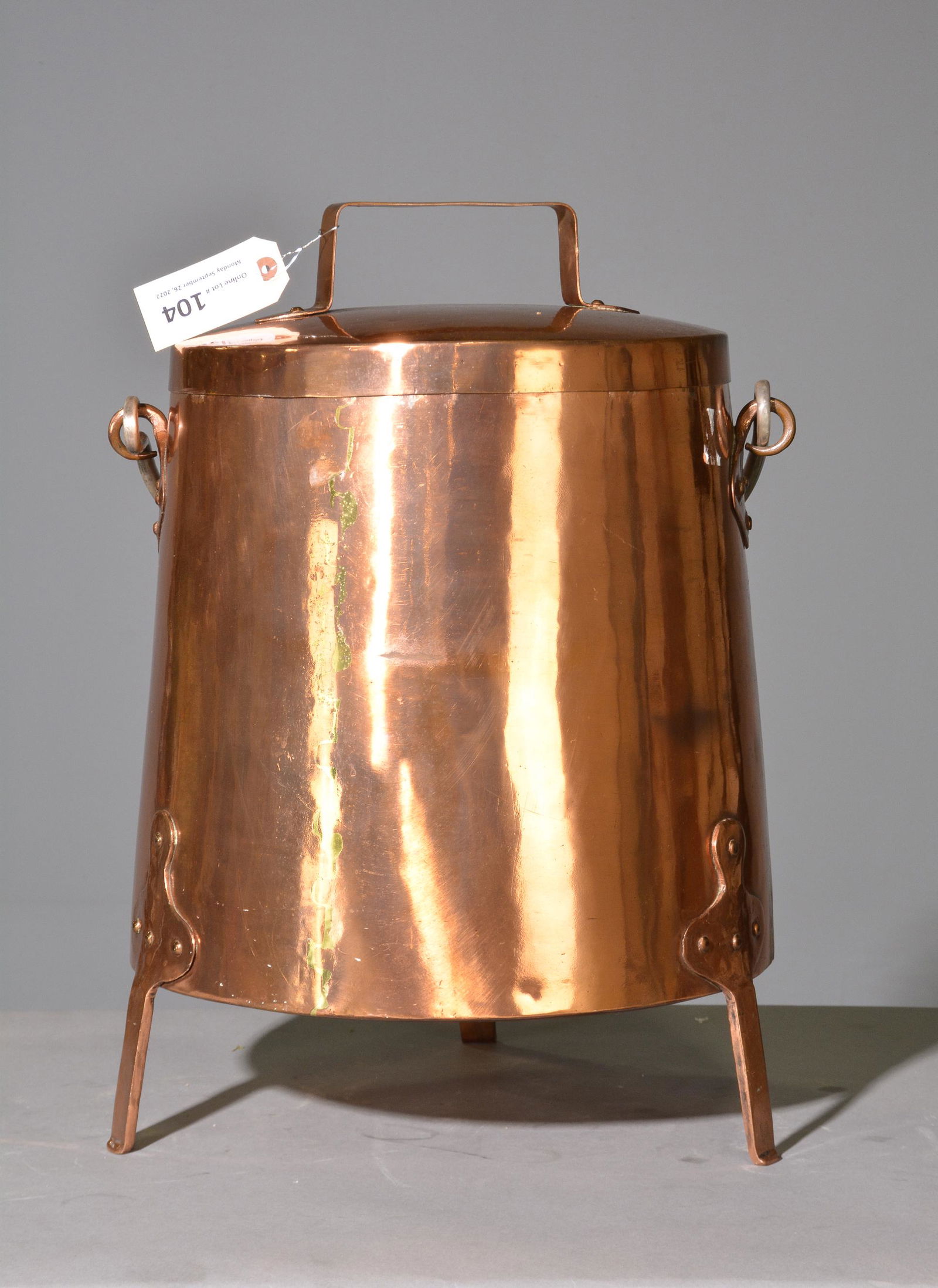 French Large Polished Copper Pot with Lid (1 of 3)