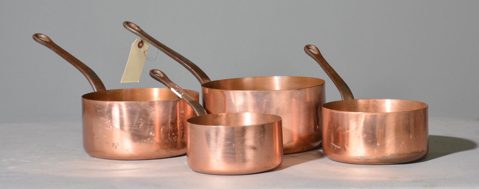 Set of 4 French Polished Copper Sauce Pans (1 of 3)