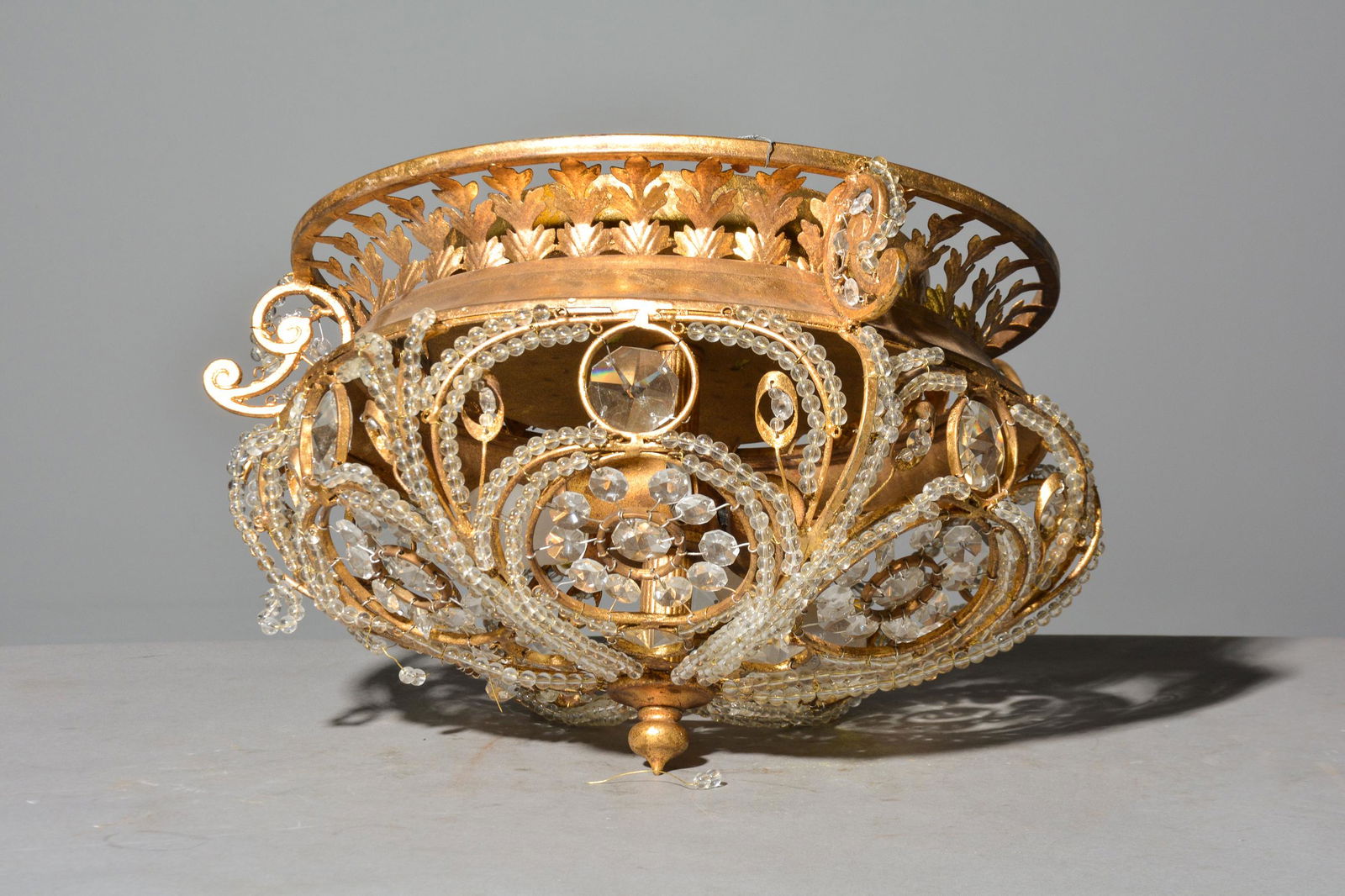 Gold Leaf Ceiling Light with Prims & Glass Beads (1 of 2)