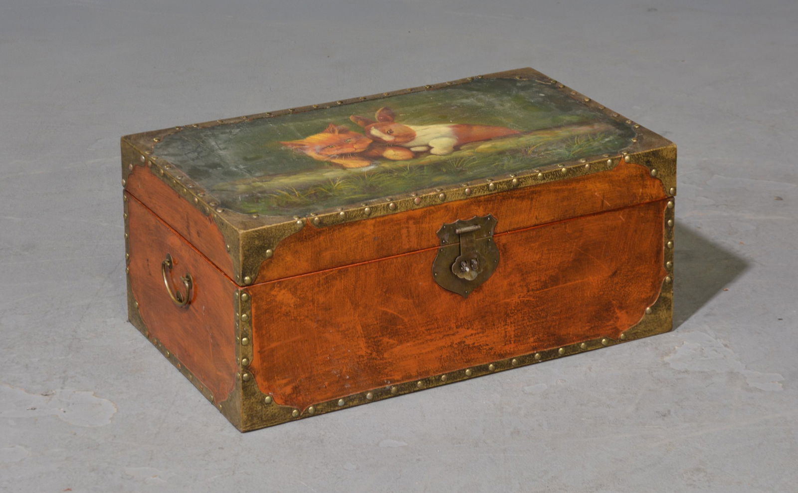 Hand Painted Lift Top Box - Cat & Rabbit (1 of 3)