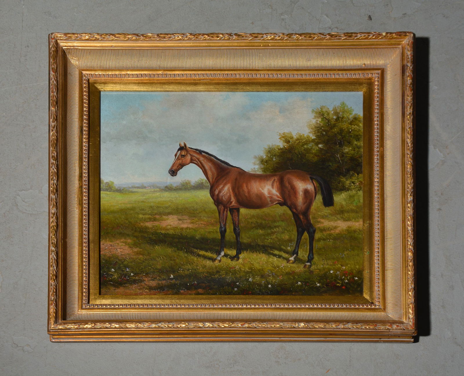 Gold Gilt Framed Oil on Canvas - Horse (1 of 4)