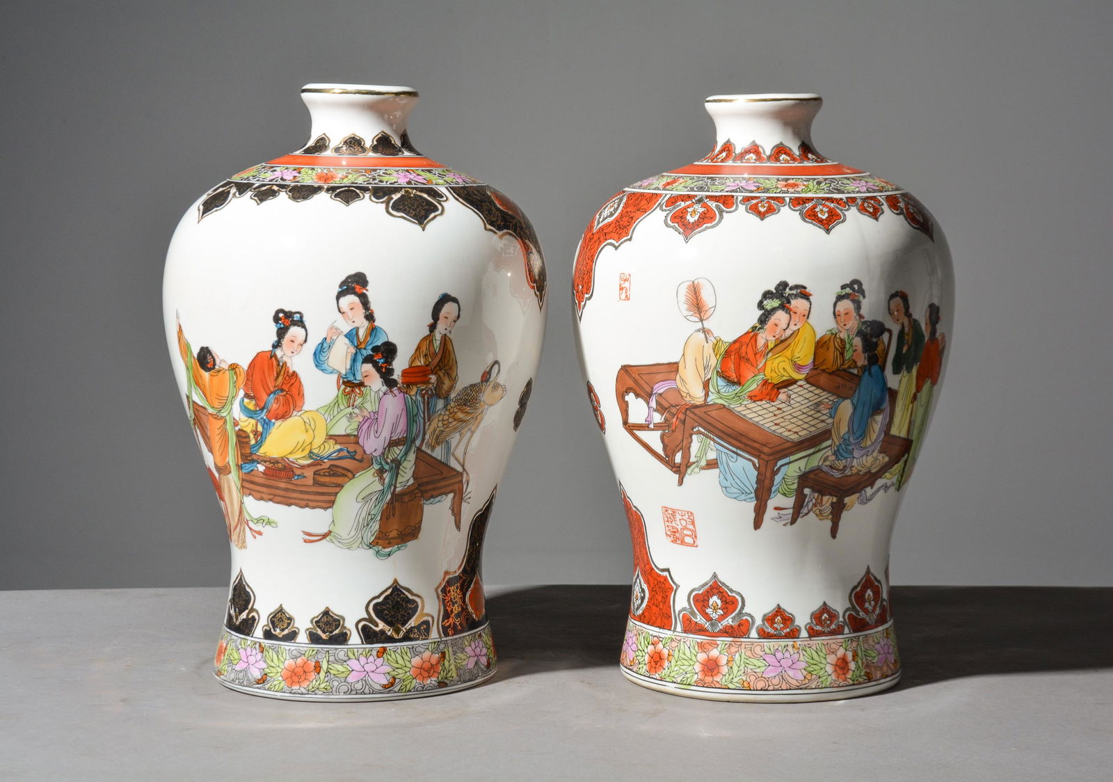 2 Hand Painted Asian Vases (1 of 4)