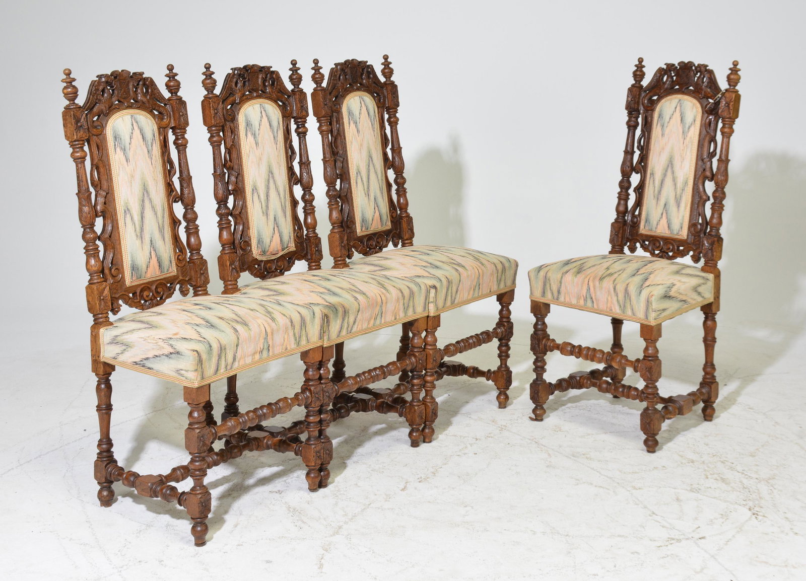Set of 4 Louis XIII Style Oak Dining Chairs (1 of 3)