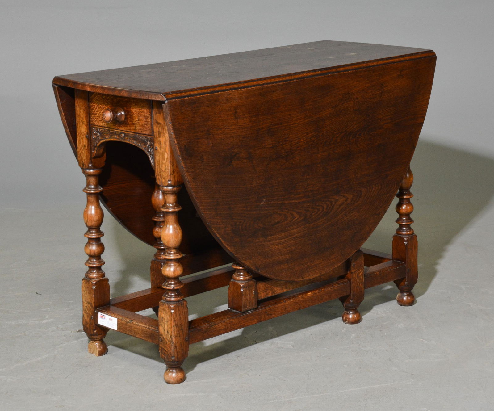 British Oak Drop Leaf Table with Drawer (1 of 4)