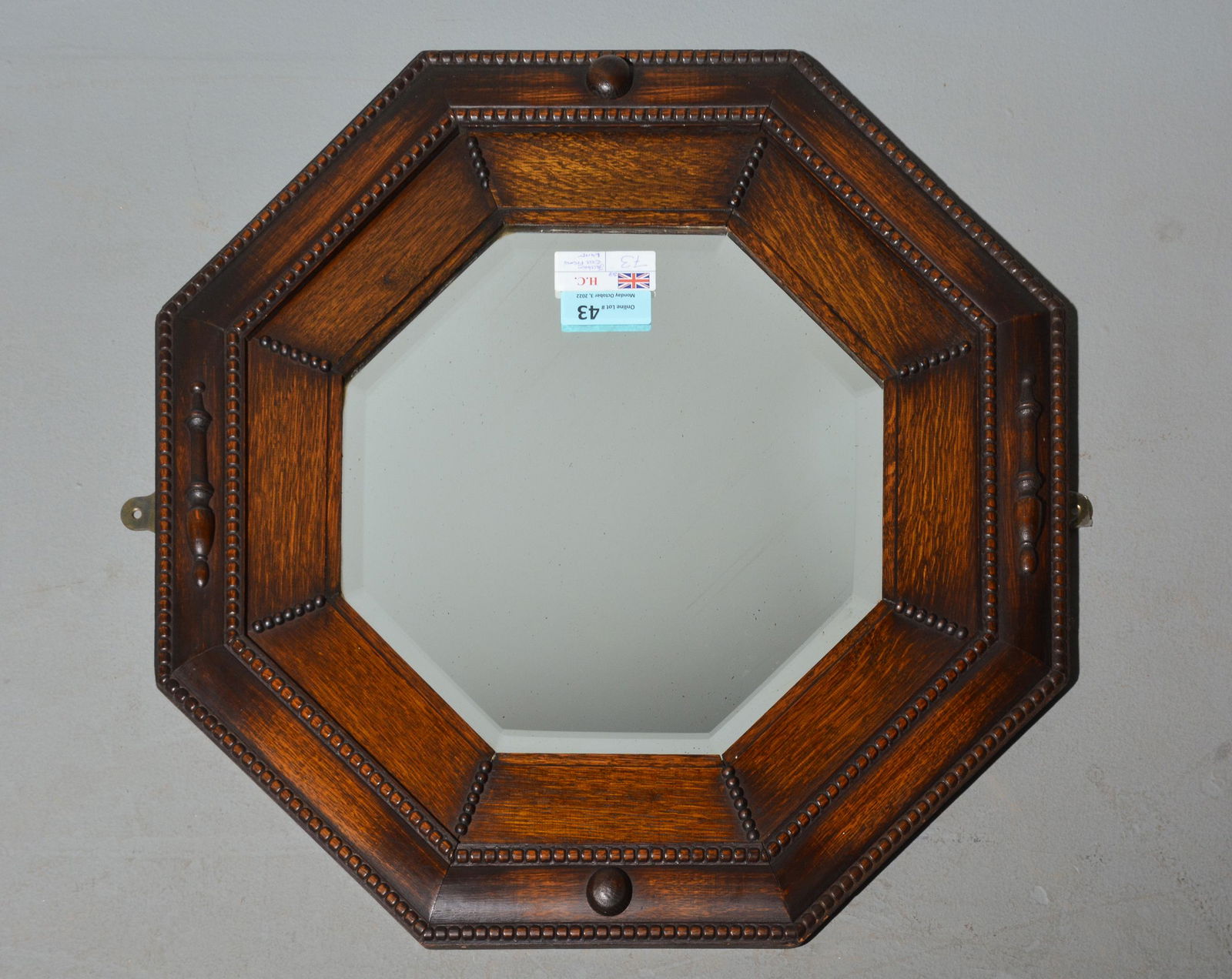Jacobean Oak Framed Beveled Mirror (1 of 4)