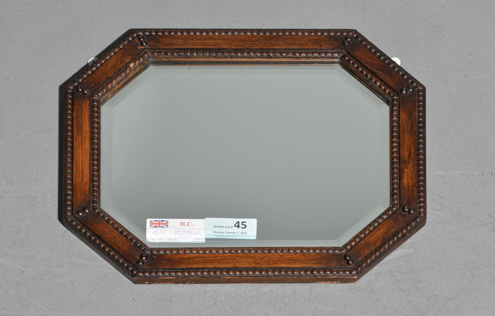 Jacobean Small Oak Framed Beveled Mirror (1 of 4)