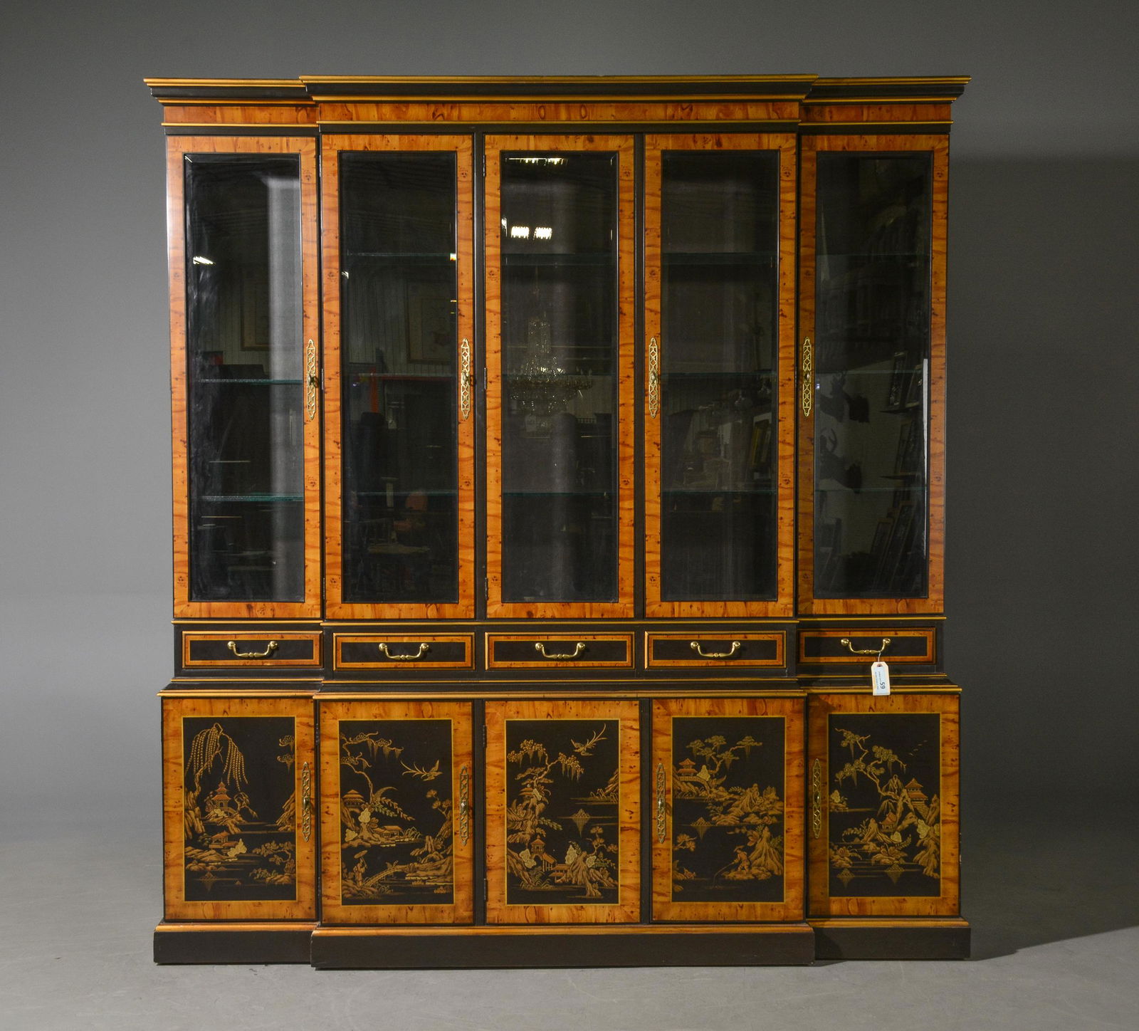 Large China Cabinet / Showcase with Asian Details (1 of 7)