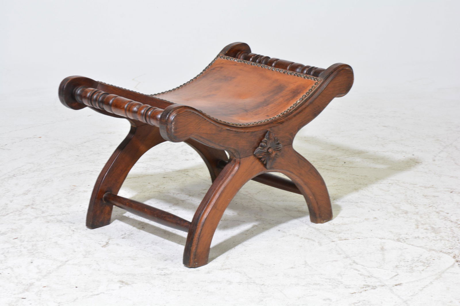 Leather Upholstered Stool with Nail heads (1 of 2)