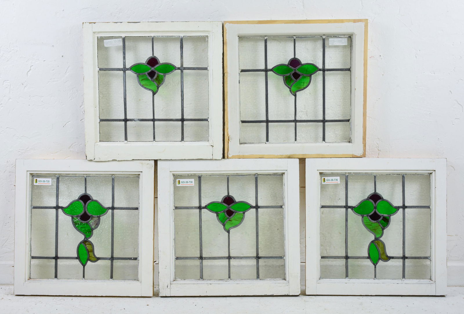 5 British Stained Glass Windows - Green (1 of 2)