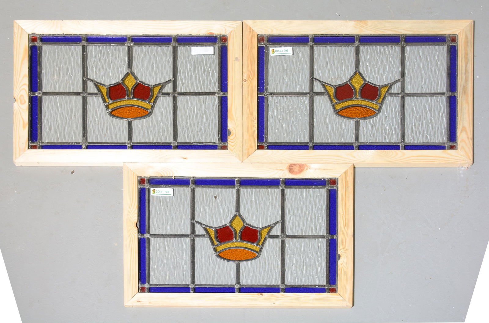 3 British Stained Glass Windows - Crown (1 of 2)