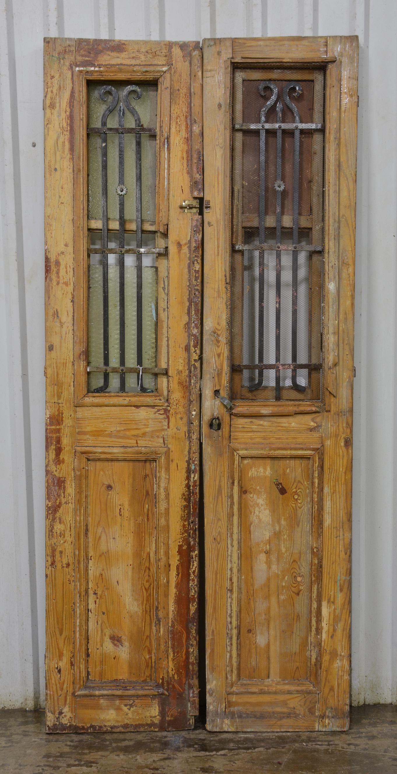 Vintage Brown Door With Metal Panels (1 of 2)