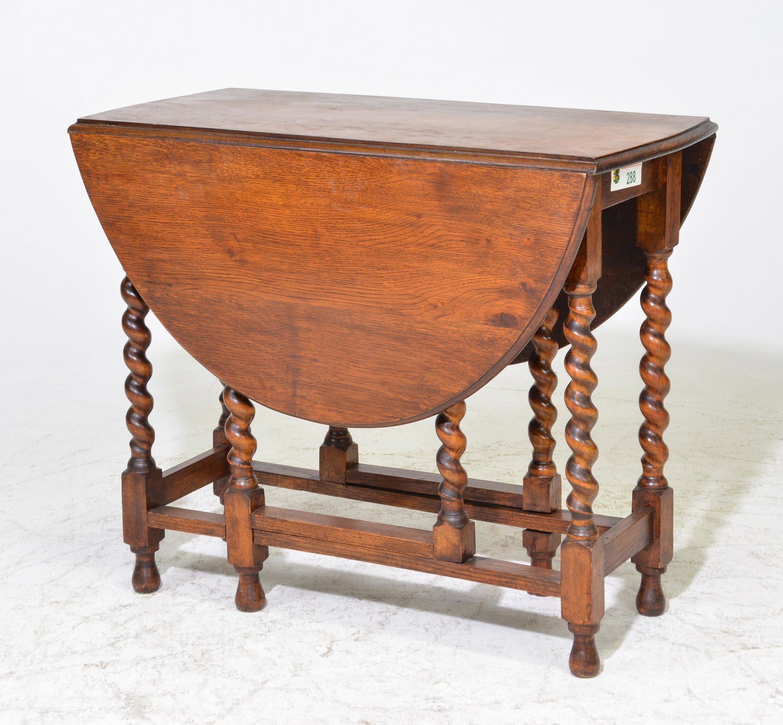 British Oak Barley Twist Drop Leaf Table: British Oak Barley Twist Drop Leaf Table - 29 in tall x 17 x 36 - Leaves are 16 inches each