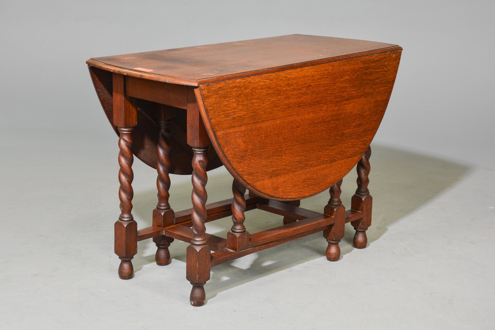 British Oak Barley Twist Drop Leaf Table: British Oak Barley Twist Drop Leaf Table - 30 in tall x 42 x 19, Leaves are 18 inches each