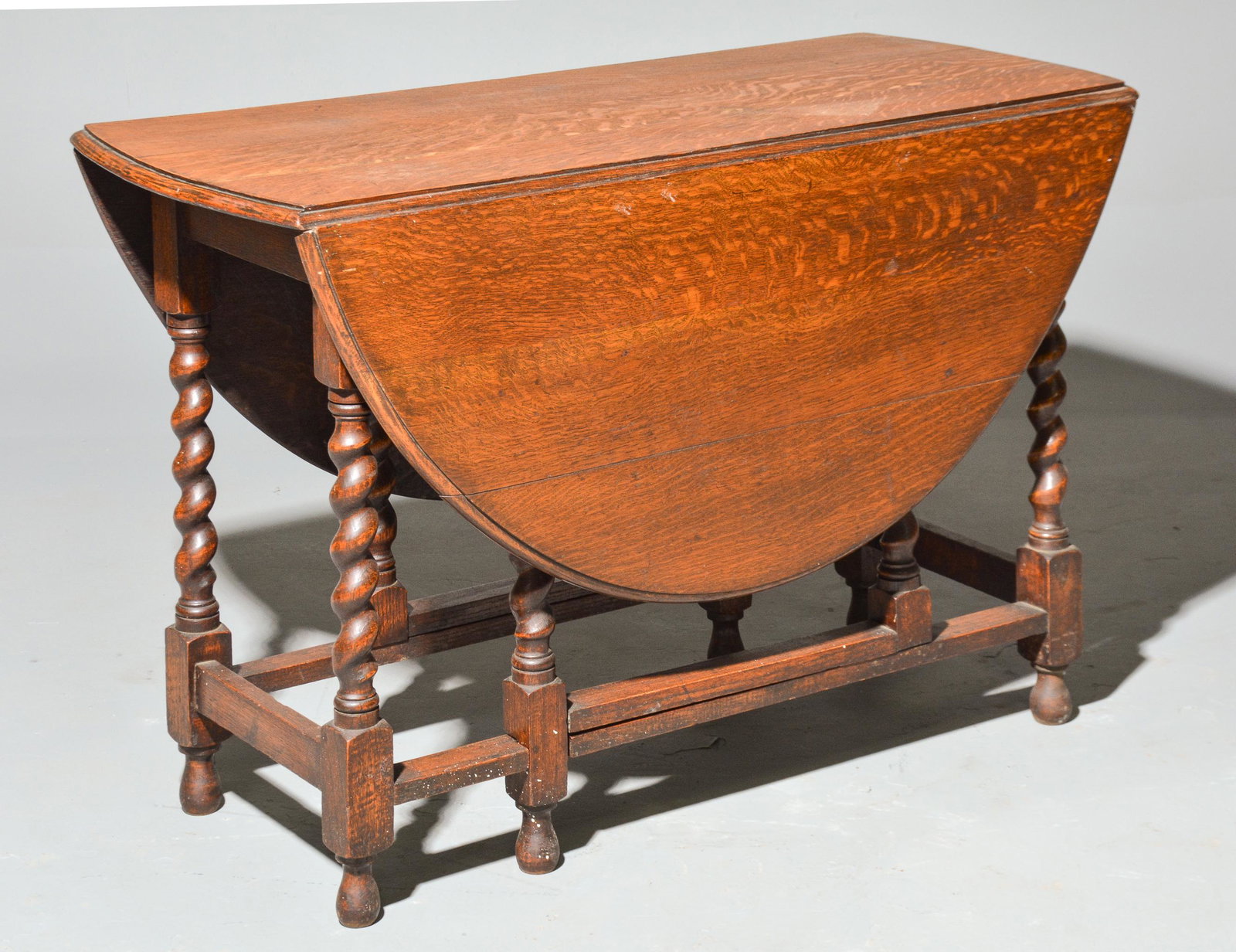 British Oak Barley Twist Drop Leaf Table: British Oak Barley Twist Drop Leaf Table - 29 in tall x 43 x 20, Leaves are 18 inches each