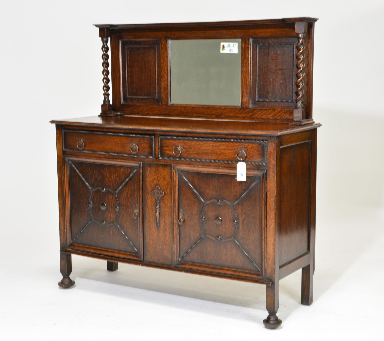 Jacobean Oak Barley Twist Sideboard with Mirror Back (1 of 6)