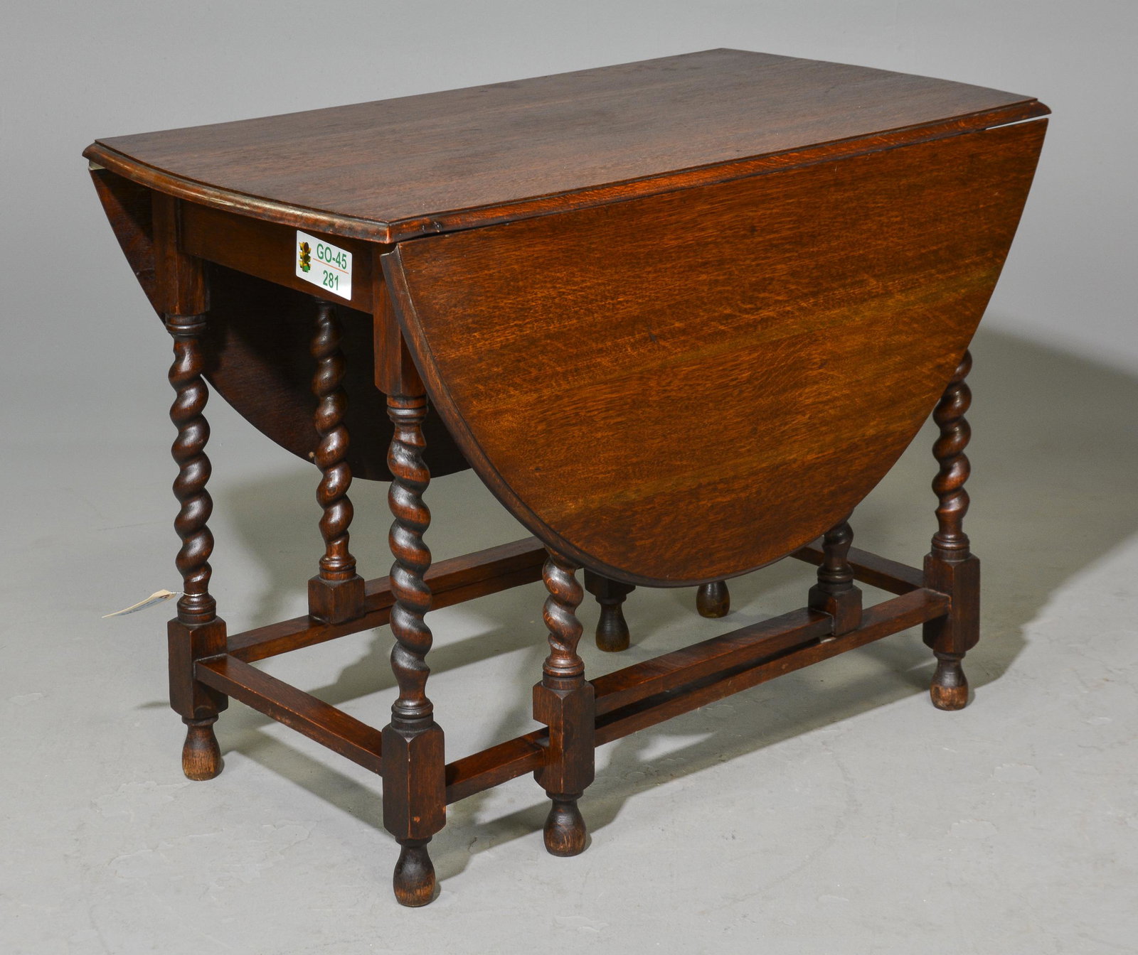 British Oak Barley Twist Drop Leaf Table: British Oak Barley Twist Drop Leaf Table - 30 in tall x 41 x 23, Leaves are 19 inches each