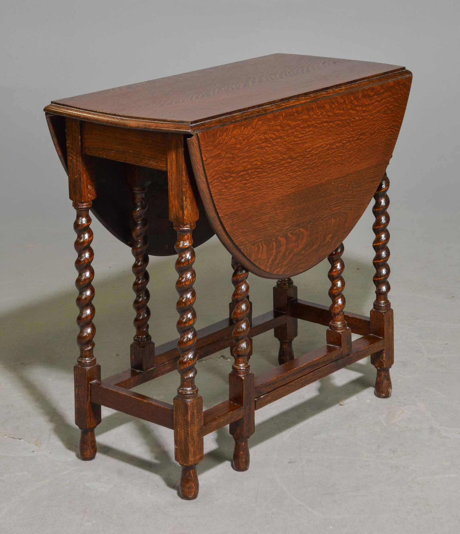 British Oak Barley Twist Drop Leaf Table: British Oak Barley Twist Drop Leaf Table - 29 in tall x 30 x 14