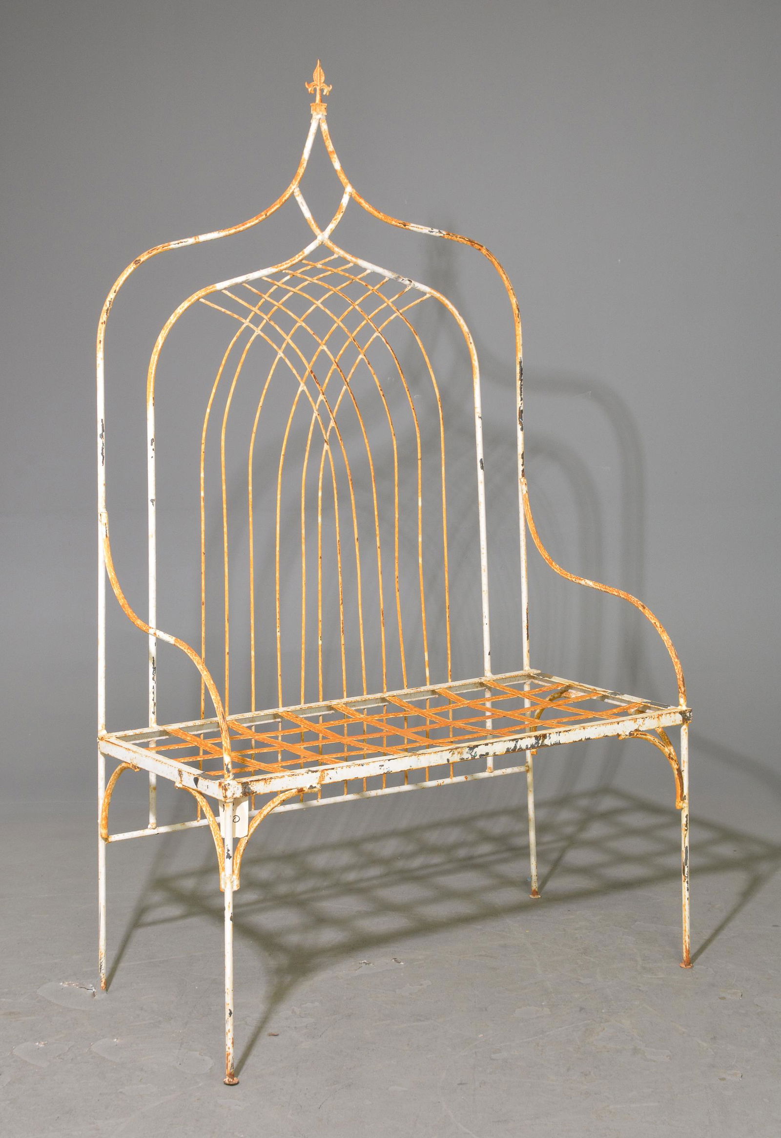 White Wire Rusty Bench (1 of 2)