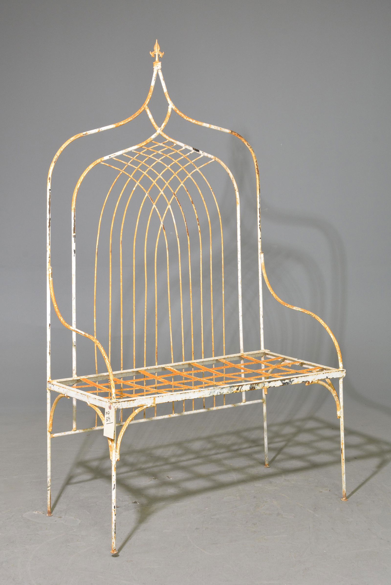 White Wire Rusty Bench (1 of 2)