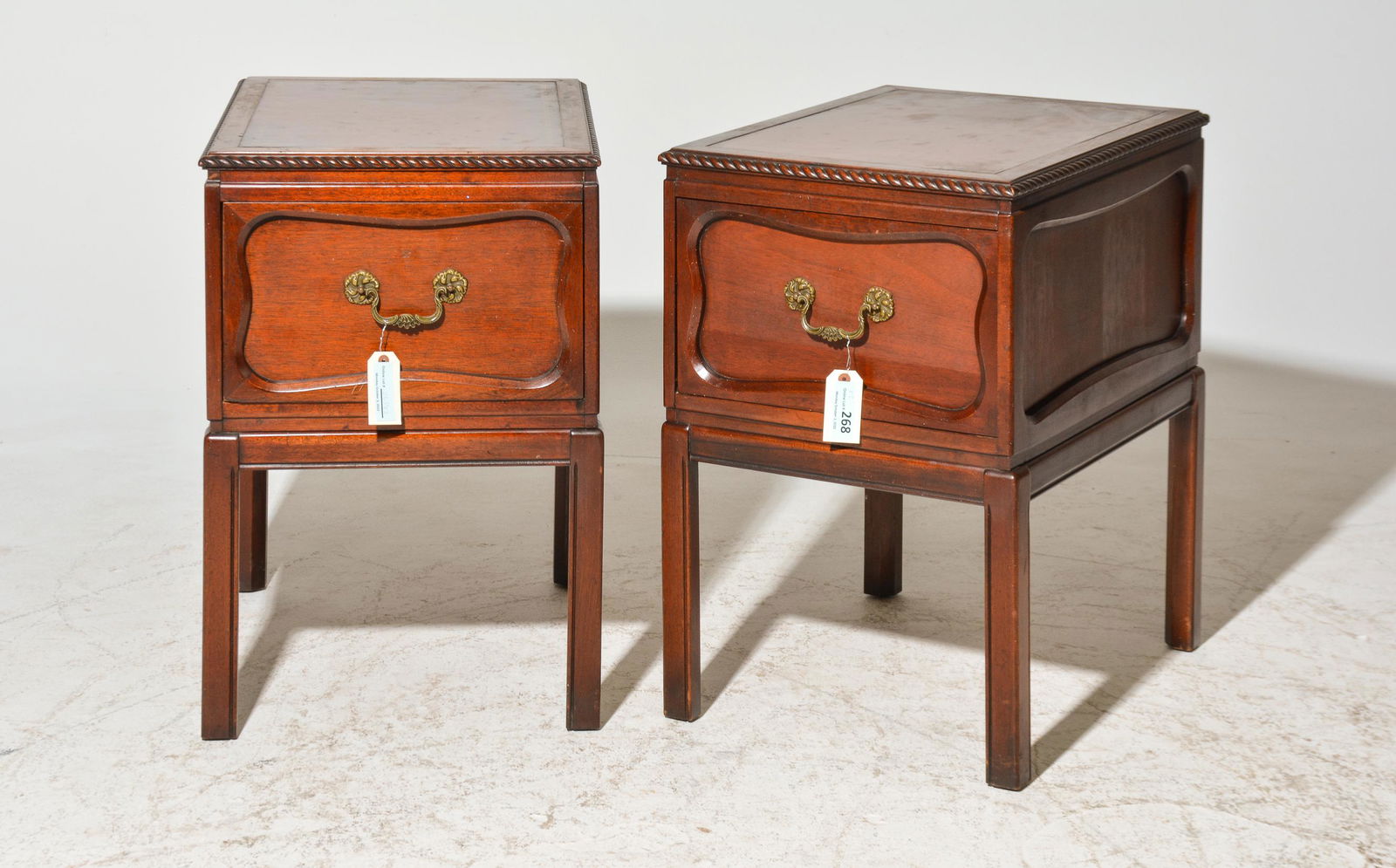 Pair Of Single Drawer Leather Top End Table (1 of 4)