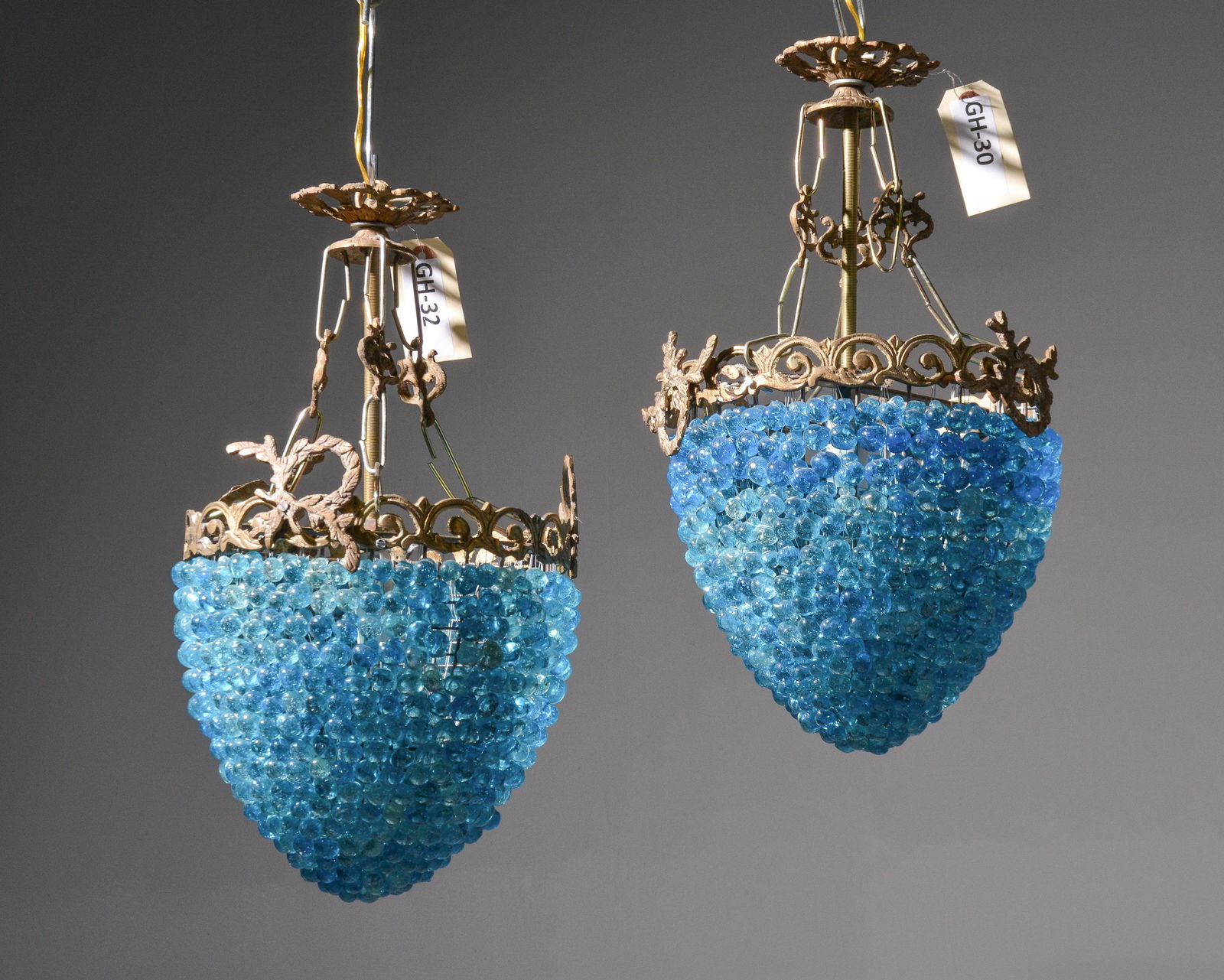 2 Blue Empire Style Glass Beaded Chandelier (1 of 3)