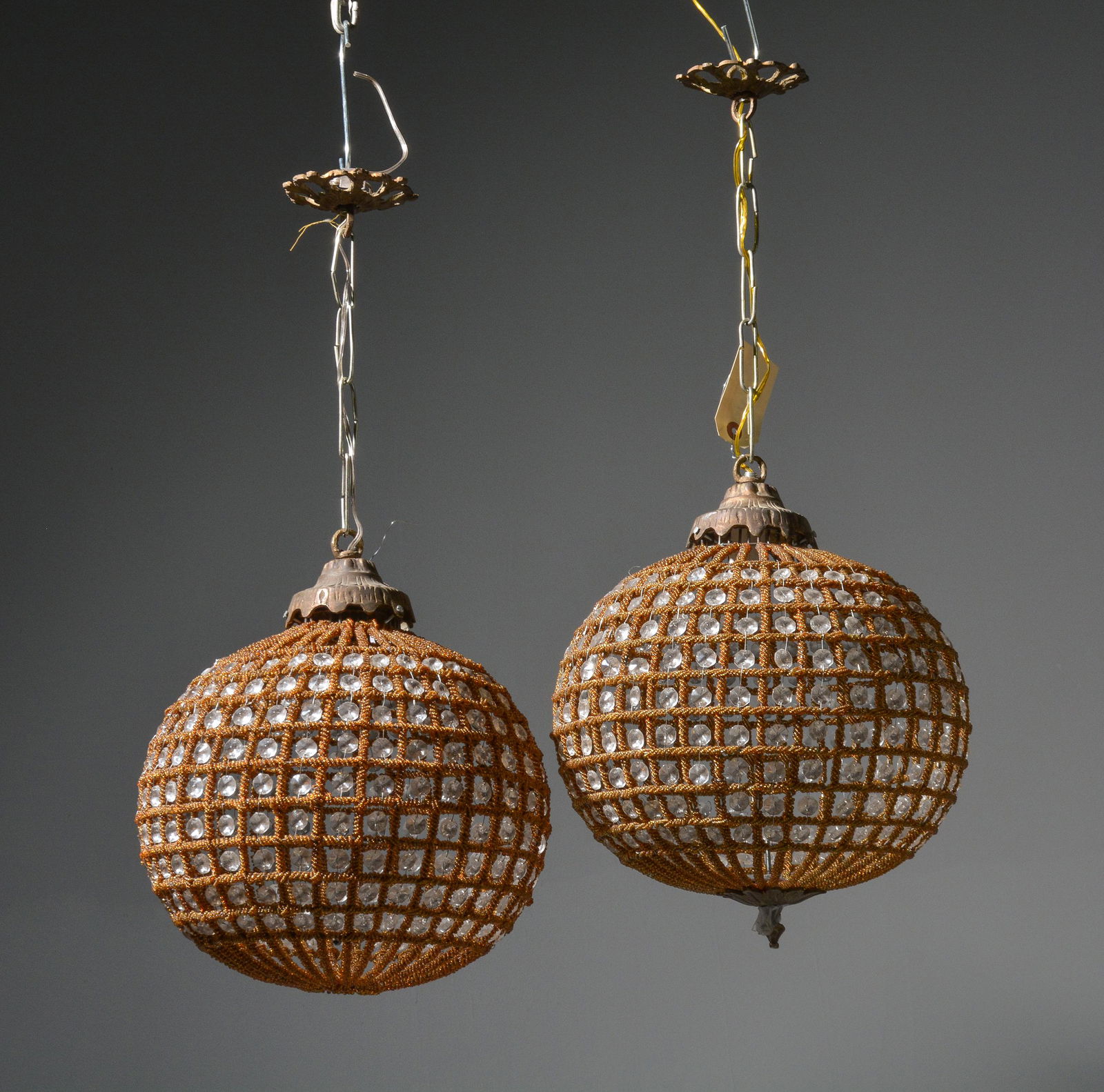 2 Gold Beading Globe Shape Empire Style Chandeliers (1 of 3)