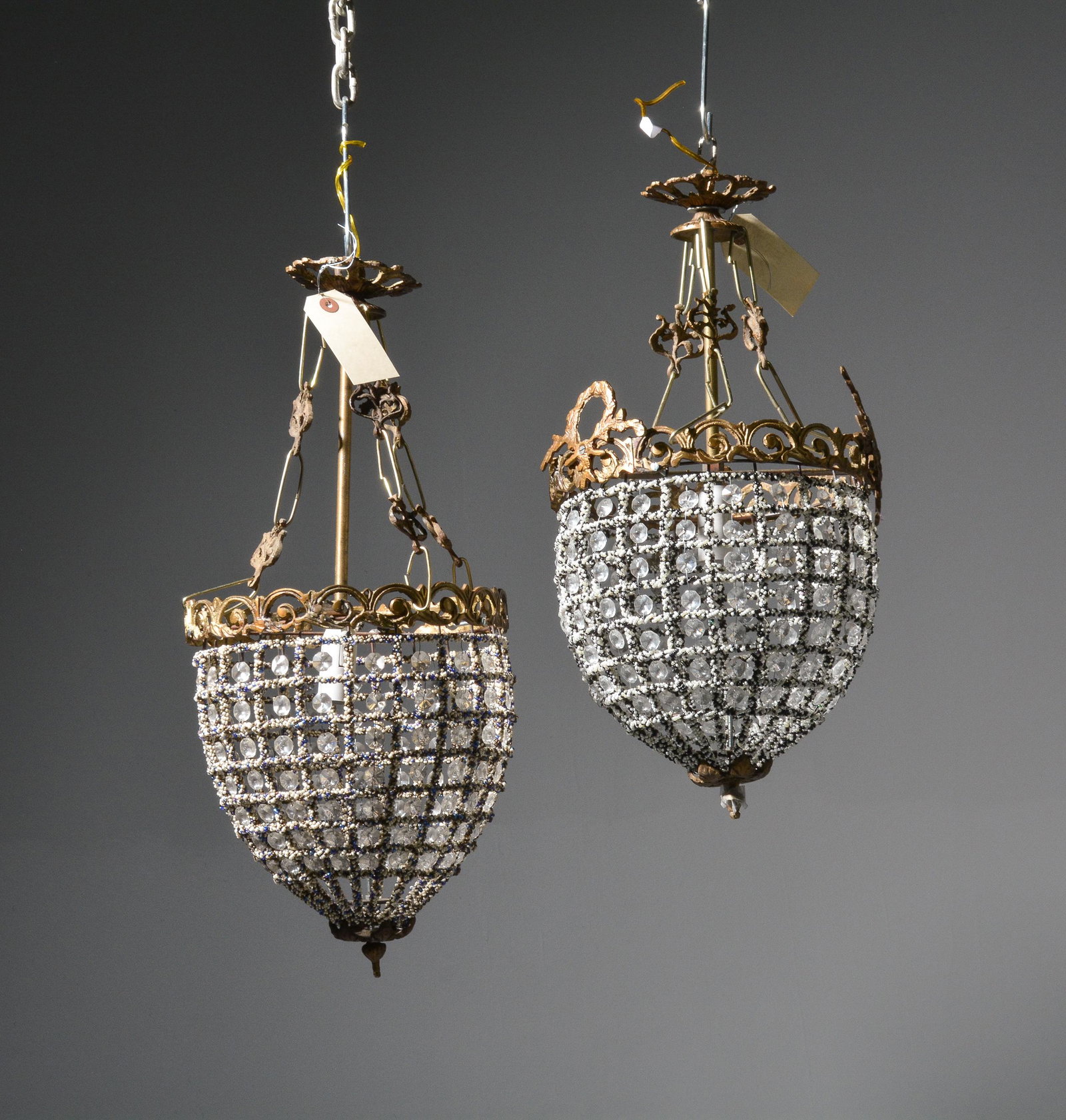 2 Empire Style Chandeliers: 2 Empire Style Chandeliers - 21 in tall x 10 x 10