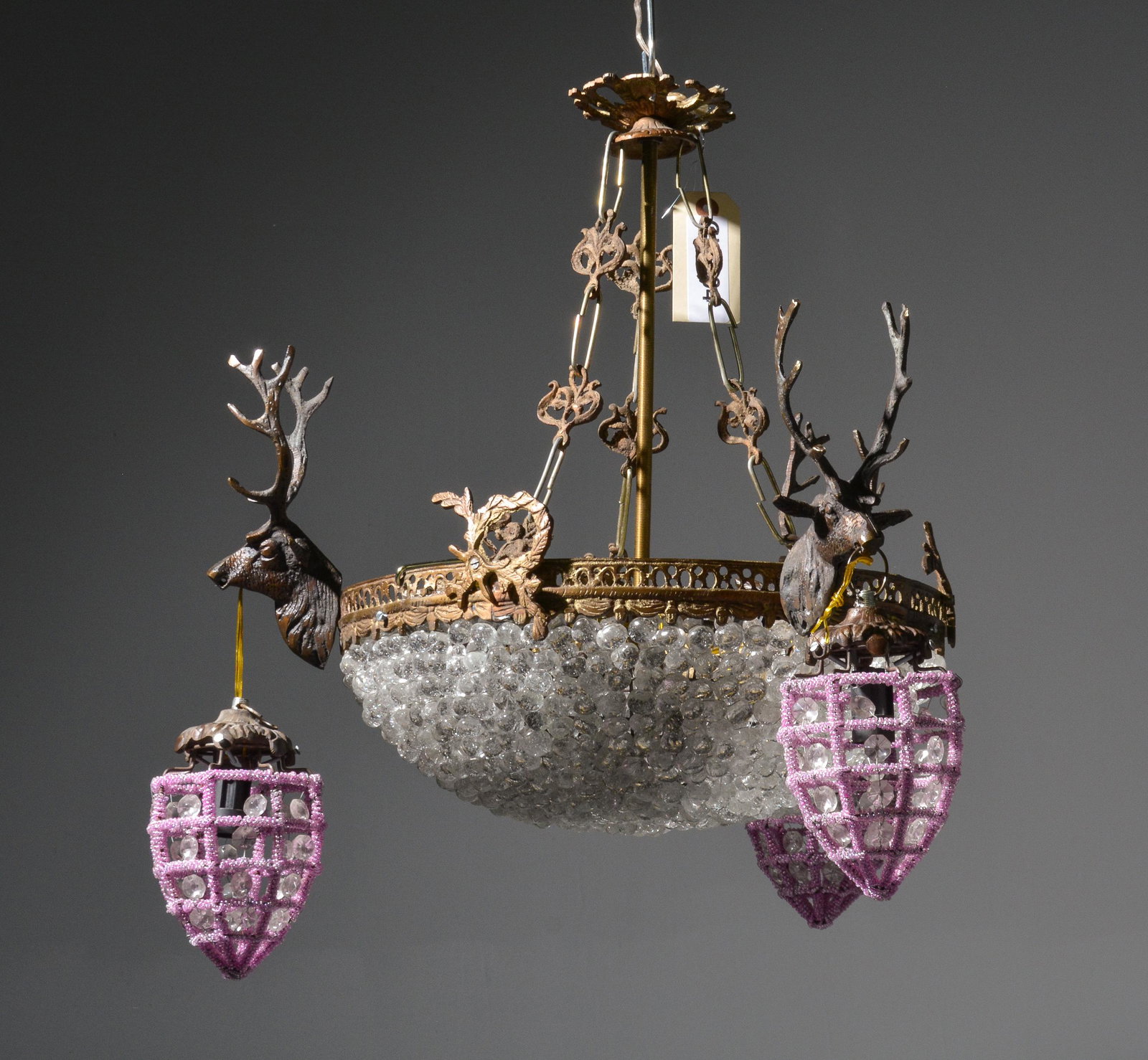 Empire Style Stag Head Chandelier: Empire Style Stag Head Chandelier - 18 in tall x 18 x 18