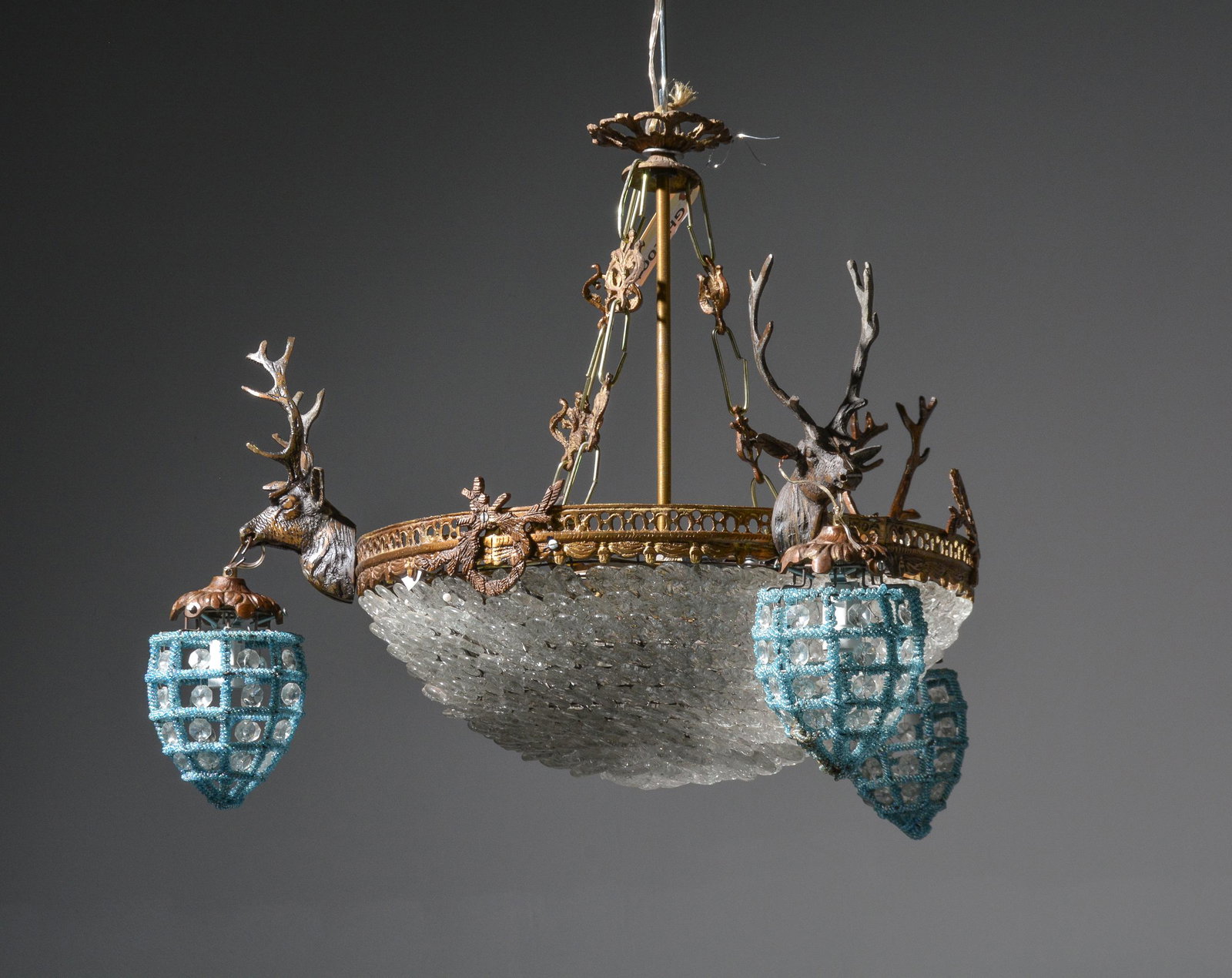 Empire Style Stag Head Chandelier: Empire Style Stag Head Chandelier - 18 in tall x 20 x 20