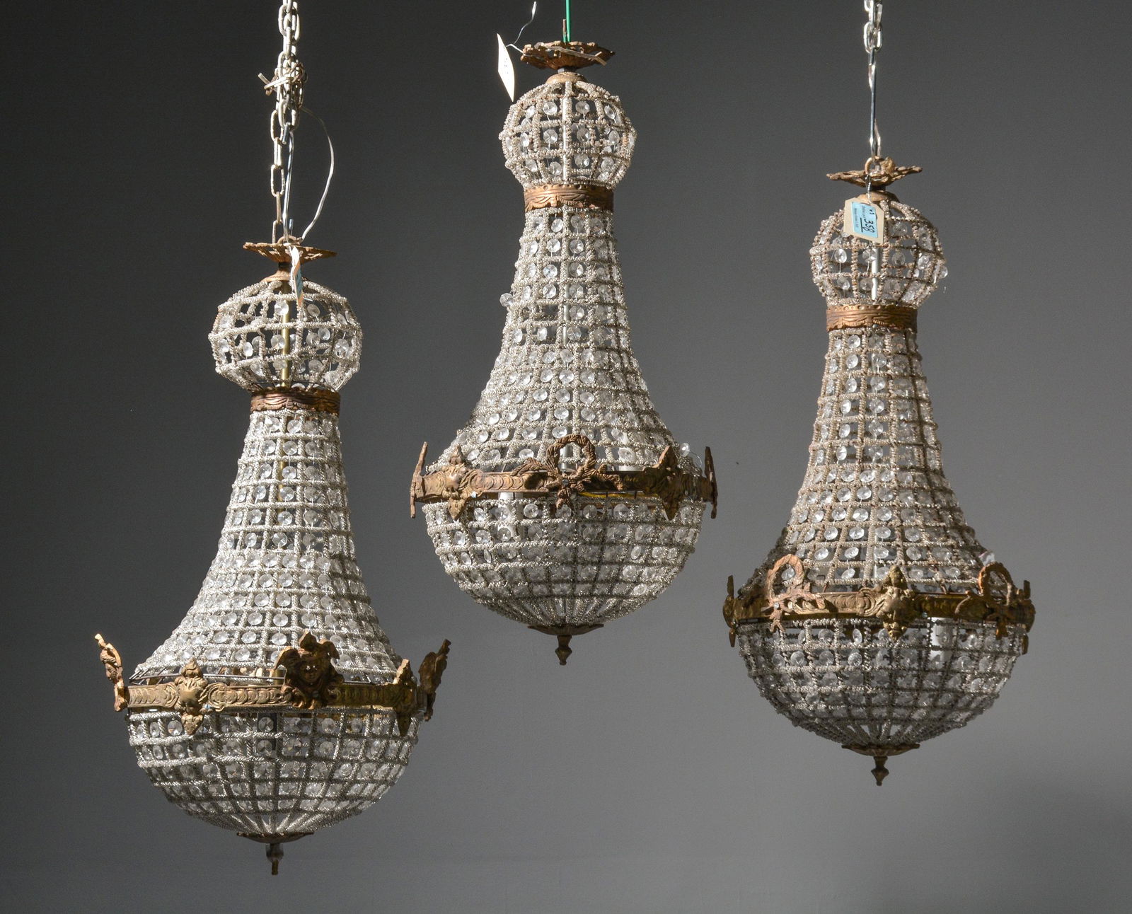 3 Clear Empire Style Chandeliers (1 of 5)