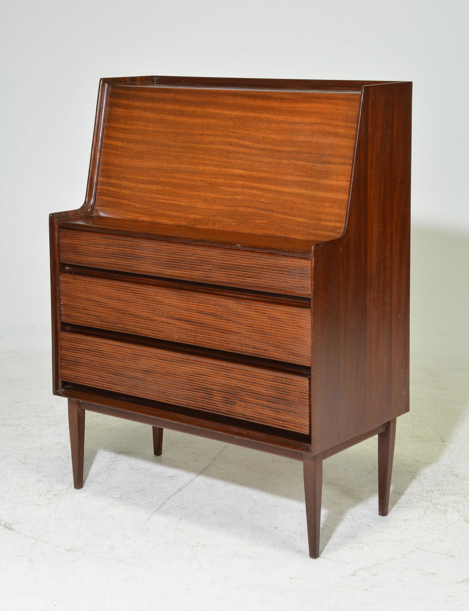 Mid Century 3 Drawer Drop Front Desk (1 of 4)