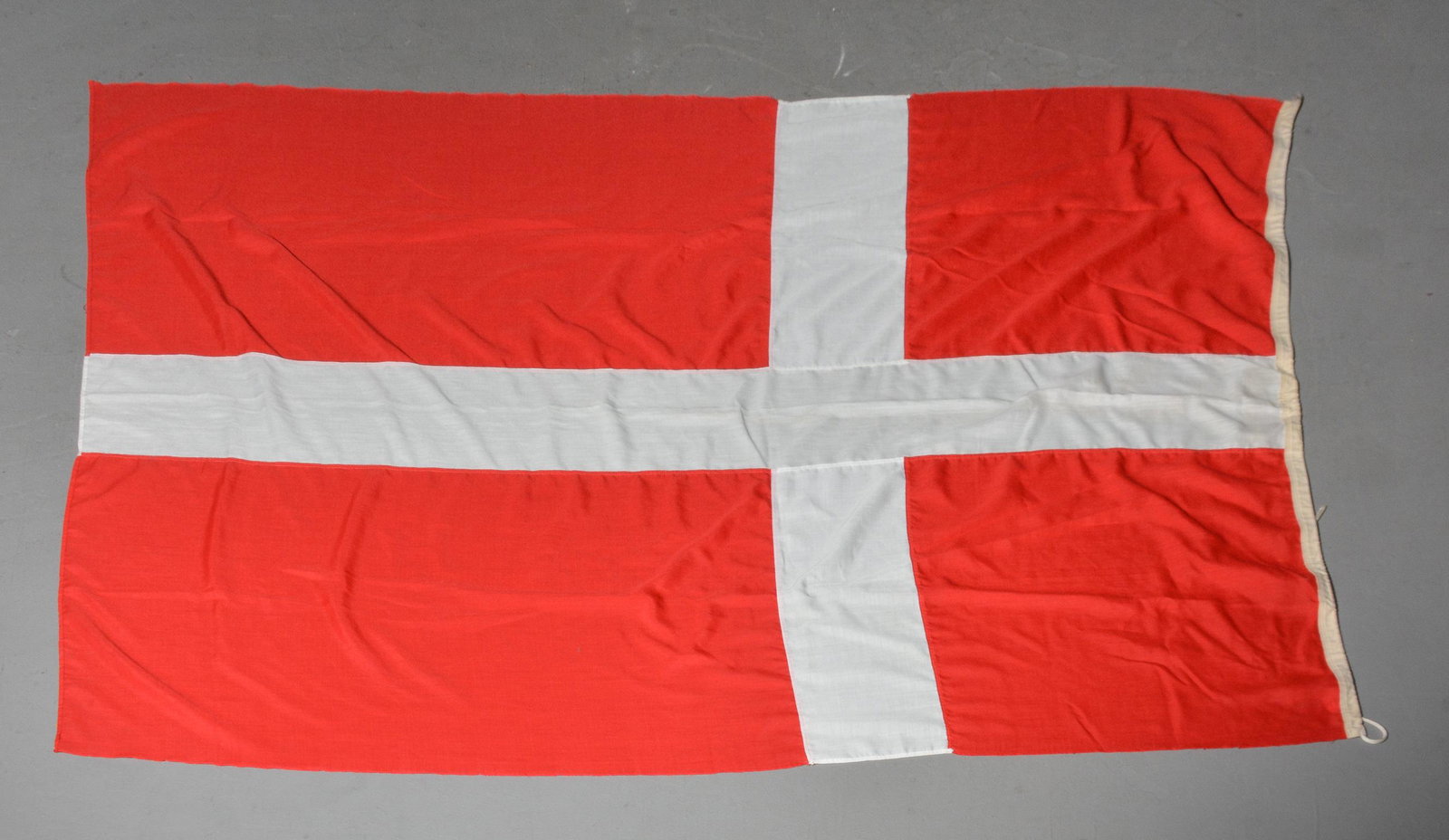 Vintage Danish Fabric Flag #1: Vintage Danish Fabric Flag #1 - 81 in x 50