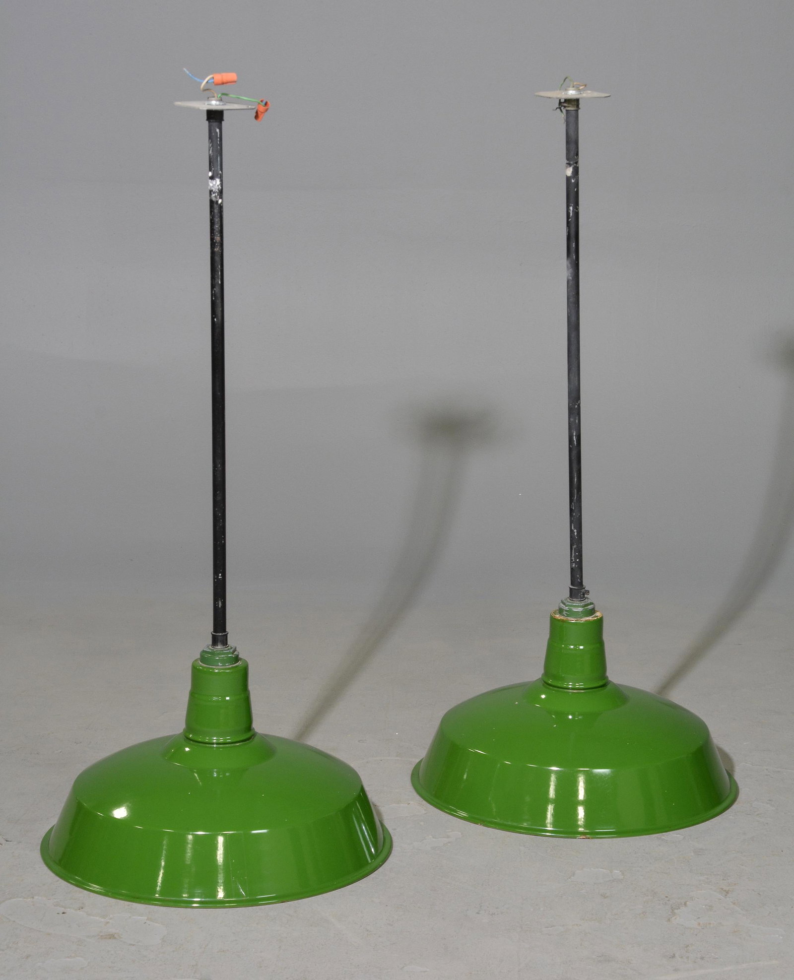 Pair Of Green & White Enamel Industrial Light - ABOLITE (1 of 2)