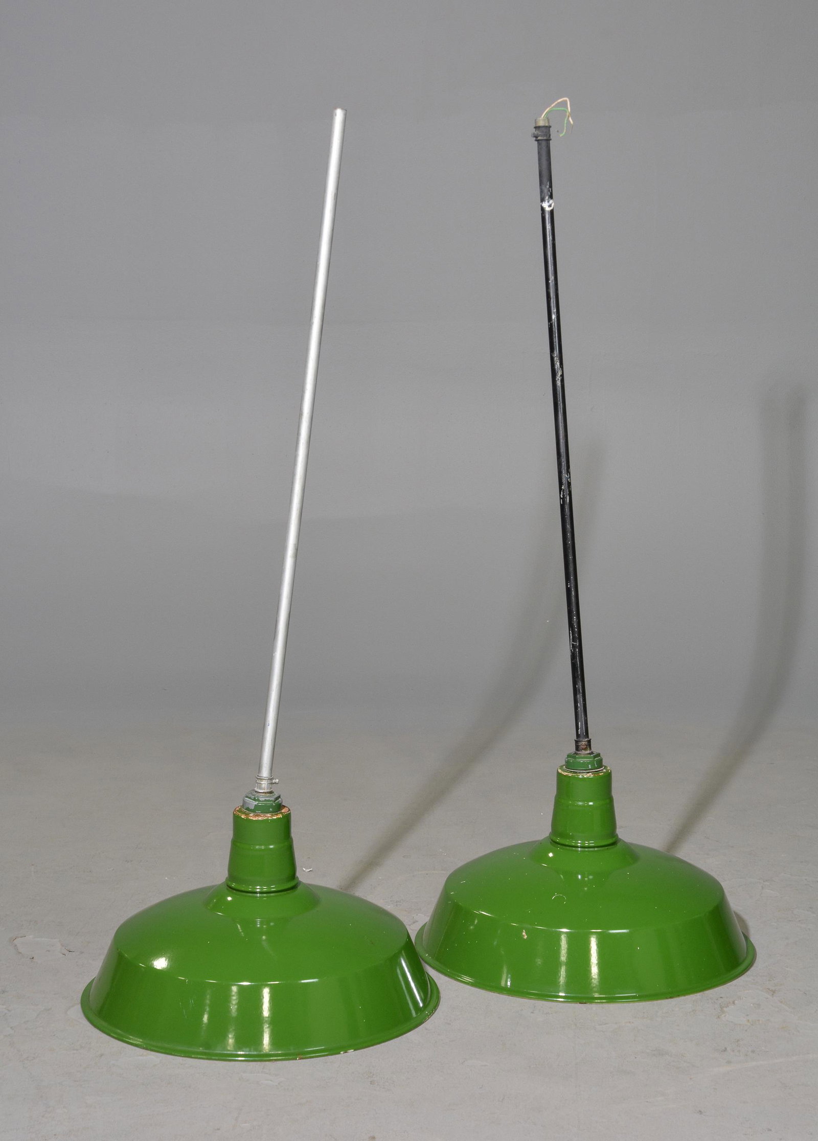 Pair Of Green & White Enamel Industrial Light - ABOLITE (1 of 2)