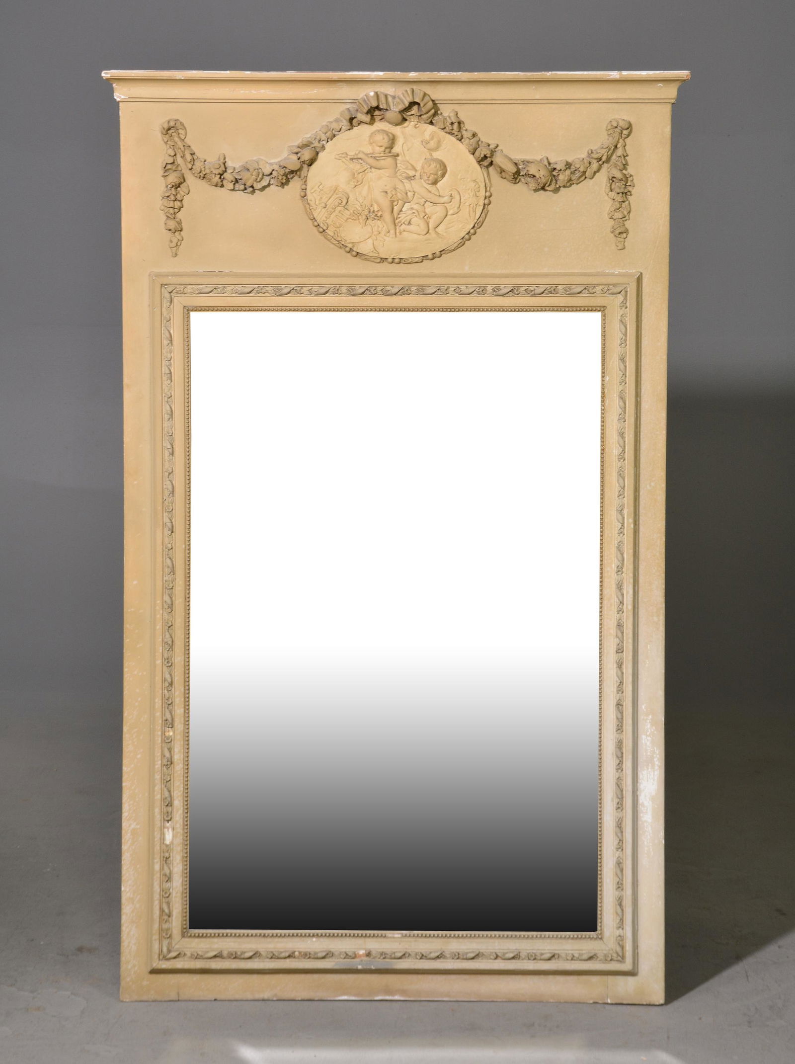 Napoleon III Style Painted Wood Trumeau Mirror (1 of 5)