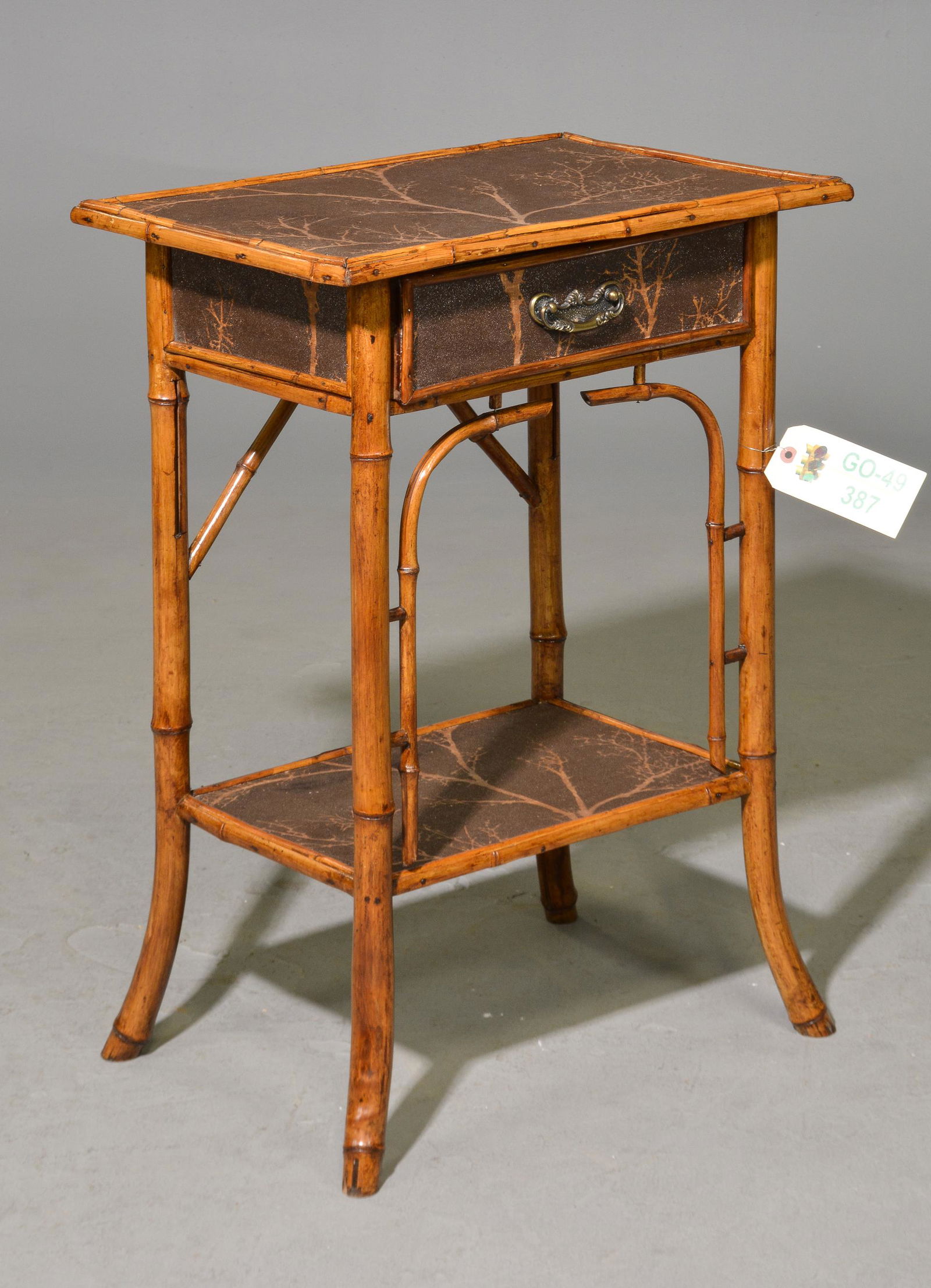 Bamboo 1 Drawer Side Table With Forest Motif (1 of 3)