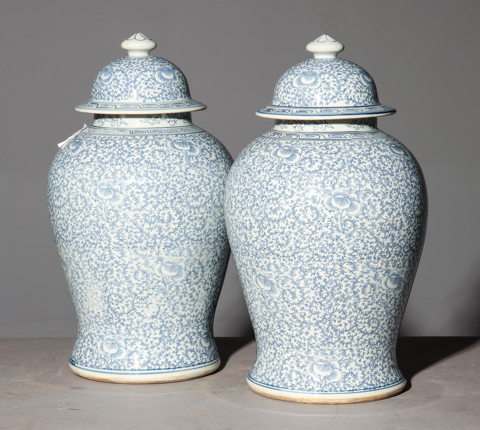 2 Large Blue & White Urns / Jars with Lids (1 of 5)